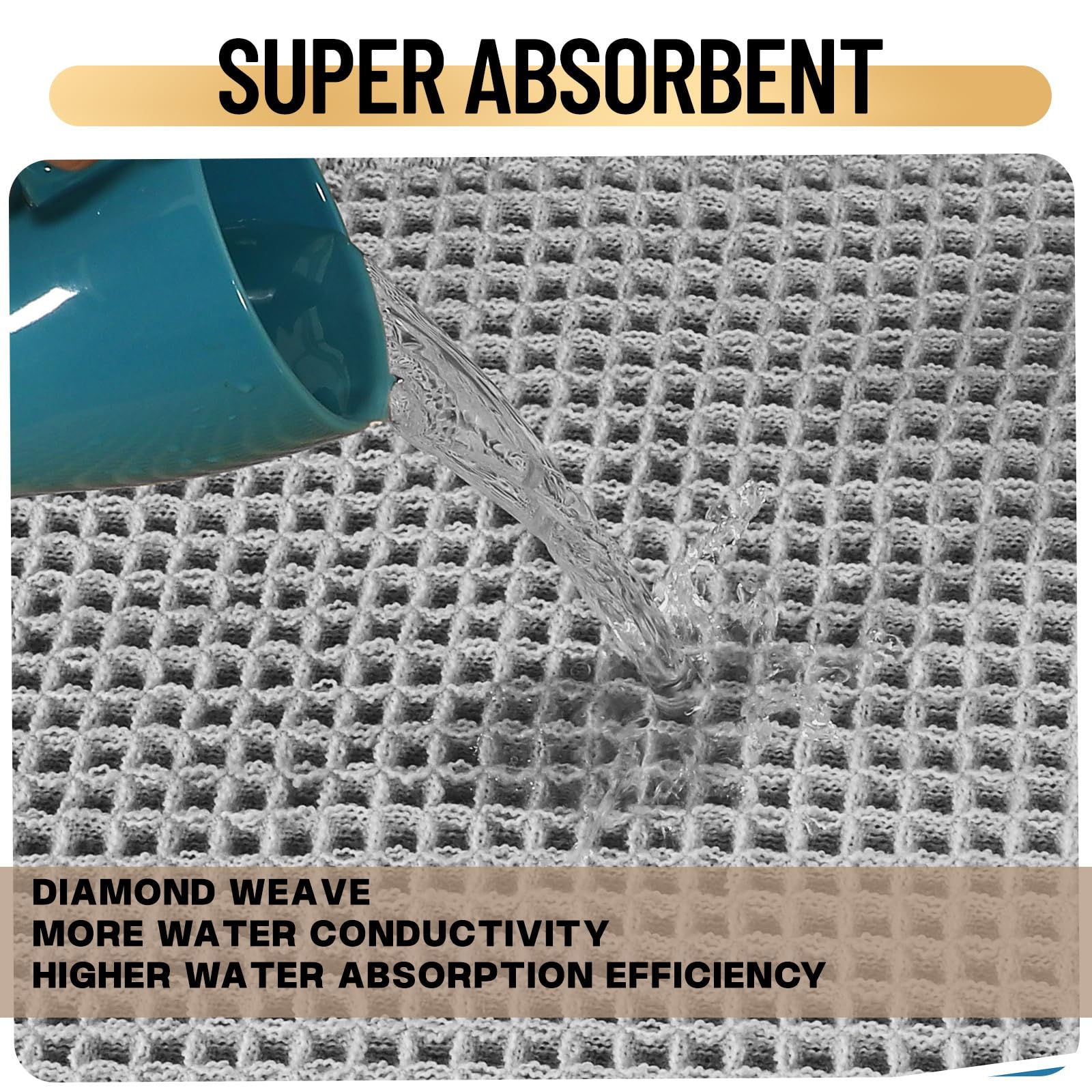 Tapis de bain antidérapant et anti-moisissure gaufré - 40 x 60 cm - Gris clair - Lavable en machine - Super absorbant et extra doux - Confortable
