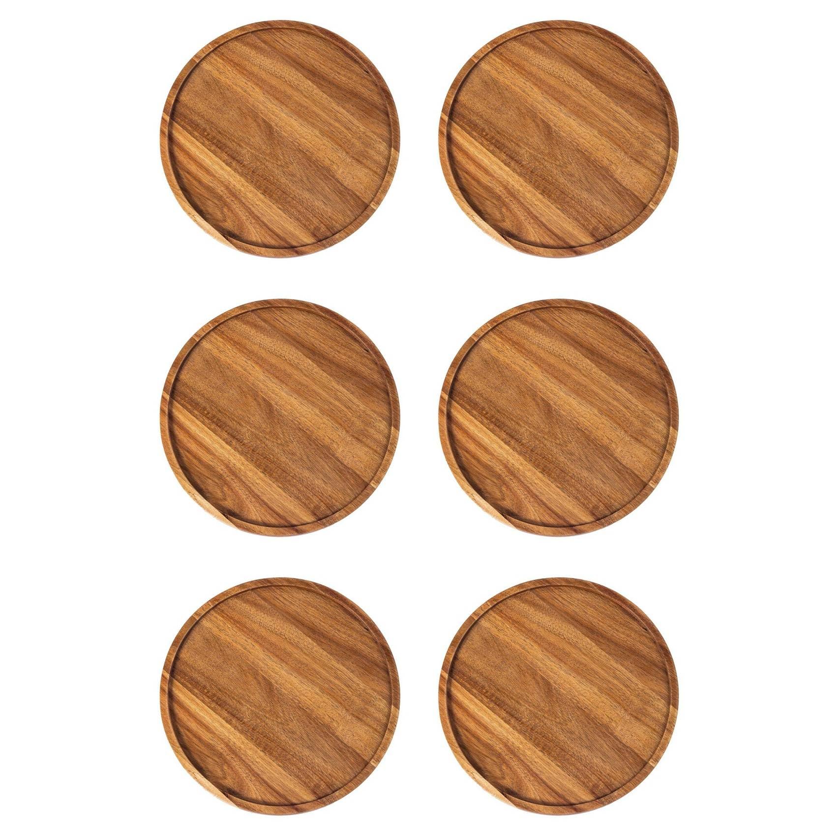 Hndhbfgrt 6X Round Wood Tray,Wooden Serving Tray,Serving Platter,Appetizer Charcuterie Board,Tray Organizer A