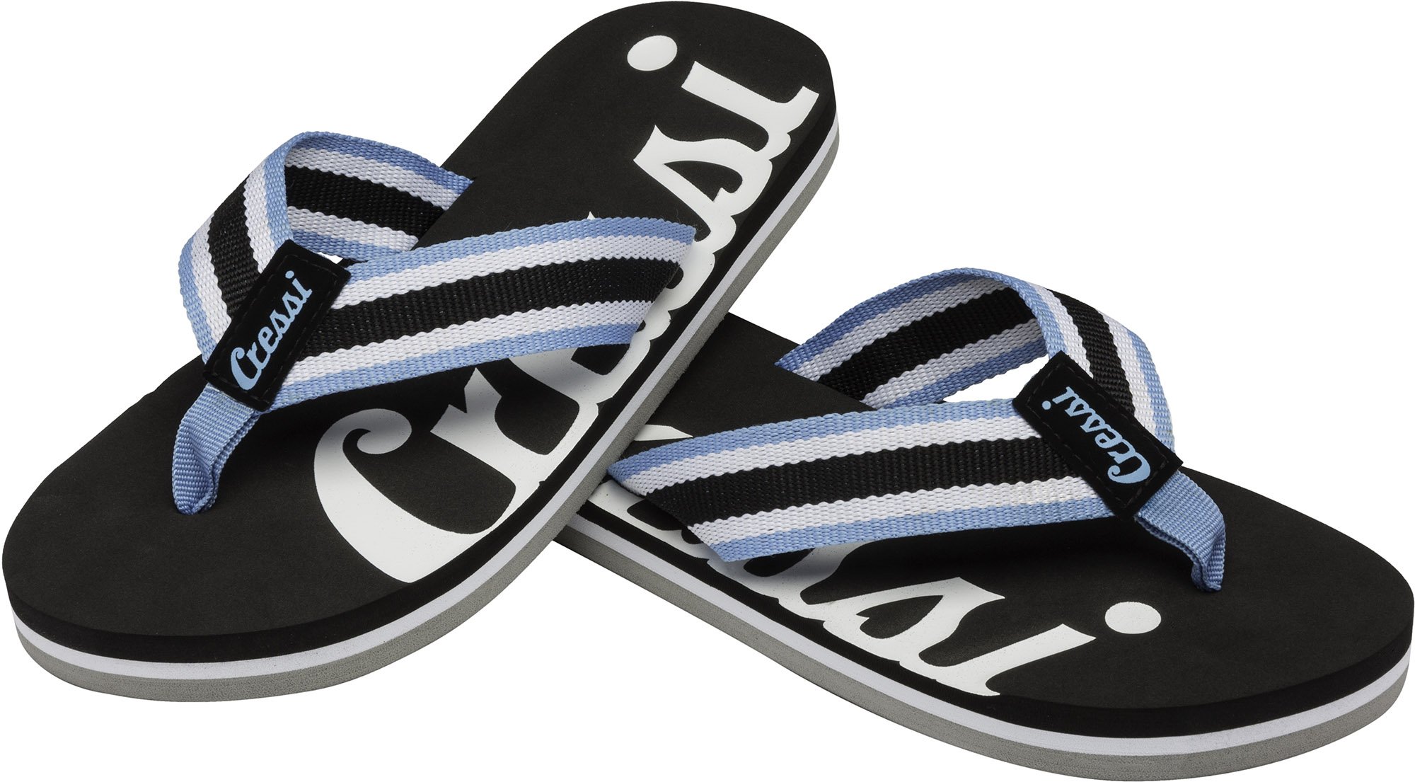 Cressi Portofino Flip Flop - Black/LightBlue, 10, Black Lightblue, 44 EU