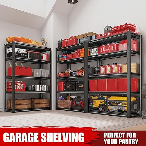 Miniatura 6 de Raybee Paquete de 3 estantes de almacenamiento para estantes de garaje, estantes de metal para despensa de almacén, cocina, 31.5 pulgadas de ancho x