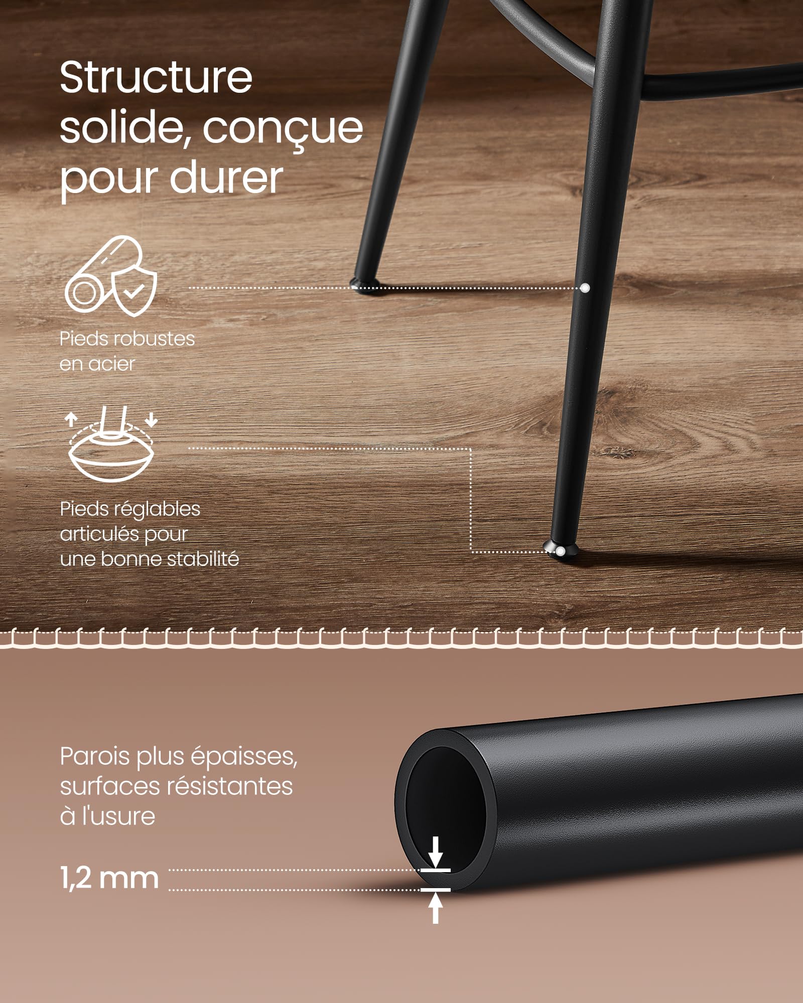 VASAGLE Collection EKHO - Lot de 2 Tabourets de Bar, Chaises de Bar, Chaises de Cuisine, en Similicuir, Hauteur d’Assise 76 cm, Cuisine, Salle à Manger, Pivotants à 360°, Brun Caramel, LBC889K01V2