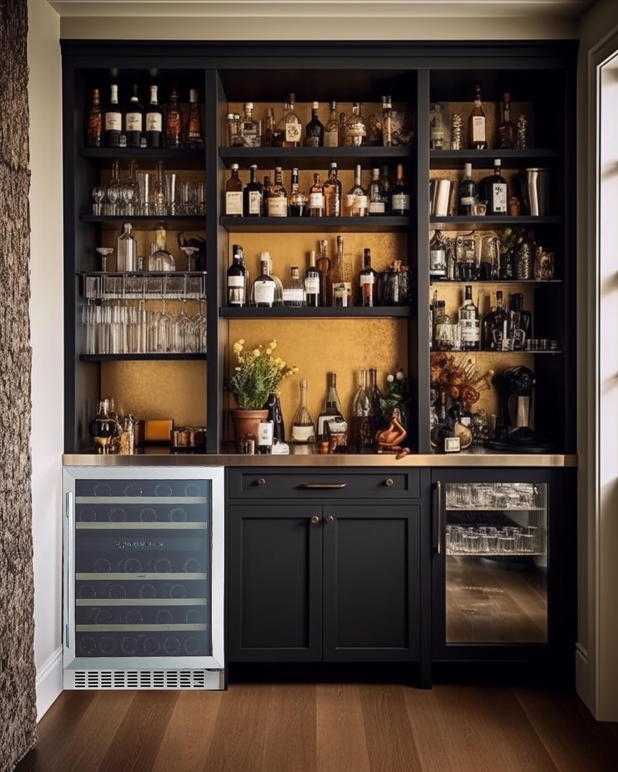 Cata Vinoteca VI 59082 X/A No Frost de Encastre Total Capacidad 46 Botellas con Dos Zonas de Temperatura Control Electrónico y Panel Touch Luz Interior LED Puerta Reversible Ancho 59,5 cm Color Inox
