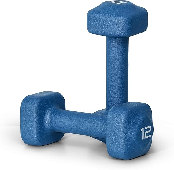 Tone Fitness Neoprene Dumbbell Weight Pairs with Anti-Roll Square Head | Multiple Options
