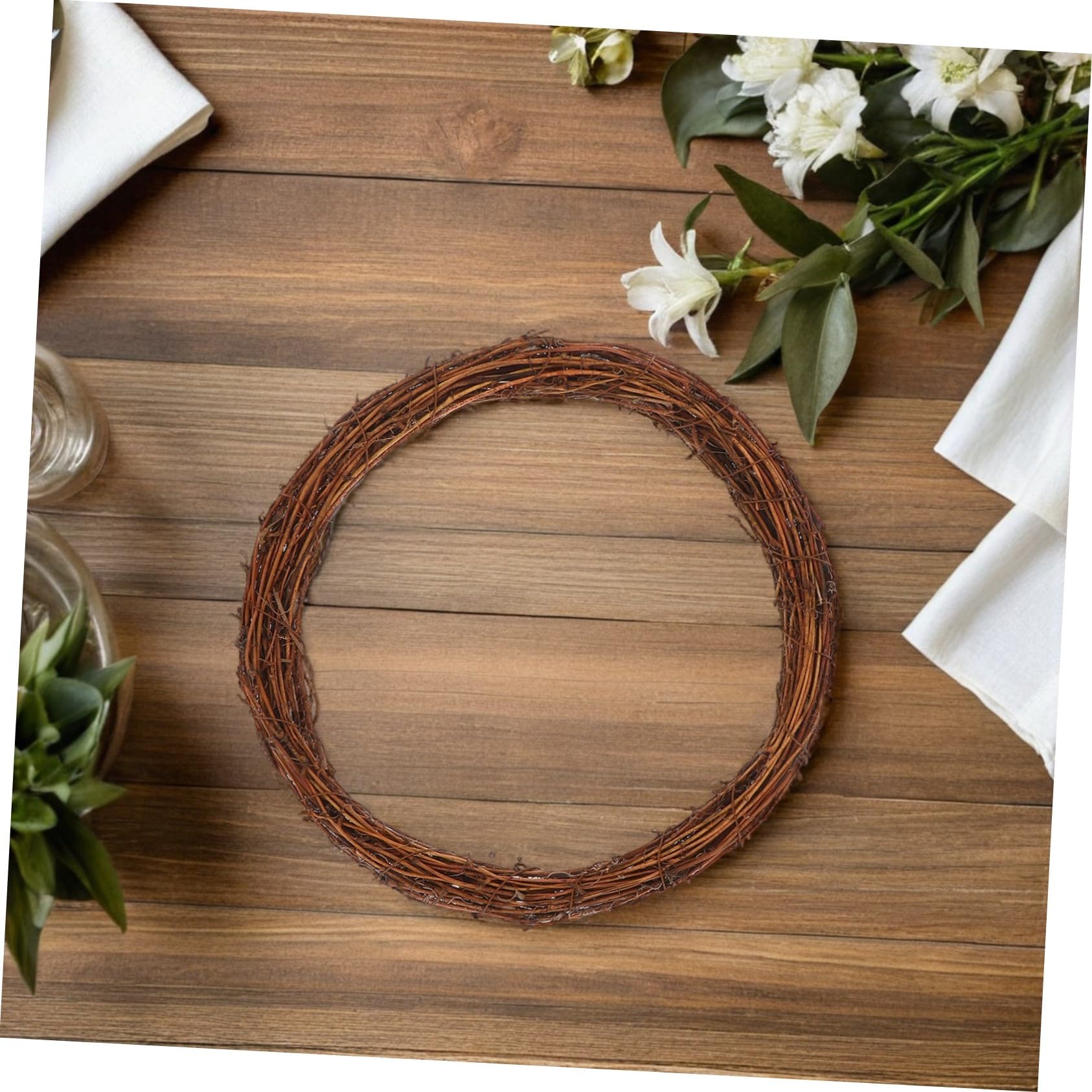 TOPBATHY 8piezas Marco De Ratán Natural De Base De Vid De Sauce Unidades para Decoración Navideña o Centro De Mesa De Boda Marco De Parra Rústica