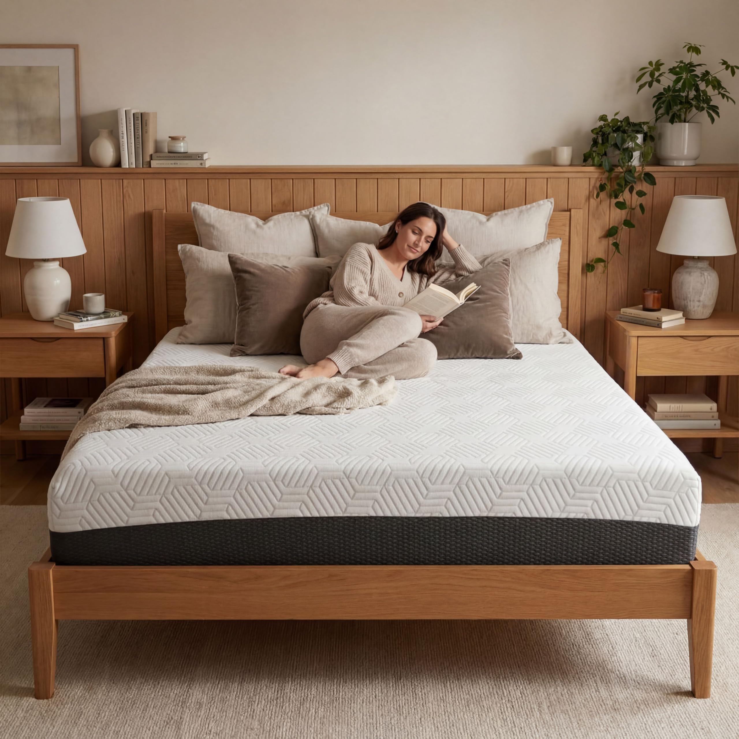 Omne Fria Queen Memory Foam Mattress 12" – Plush | Cooling Gel-Infused Layer, Deep Pressure Relief | CertiPUR-US Certified | Durable, Fiberglass-Free