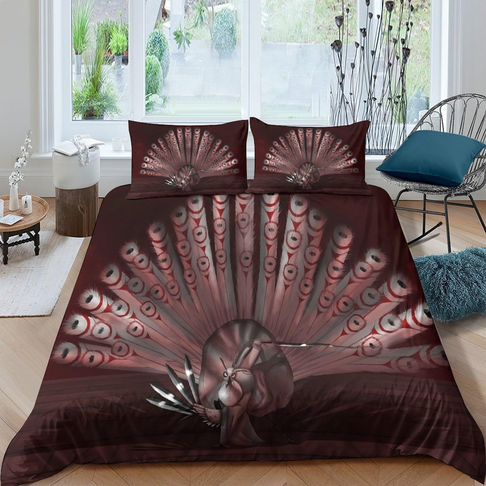 Ctjqhvkz Style-3 3D Printed Peacock Feather Fitted Sheet Microfiber Bedroom Mattress Cover Brown Decorative For Home Dorm Easy Care Single（135X200cm）
