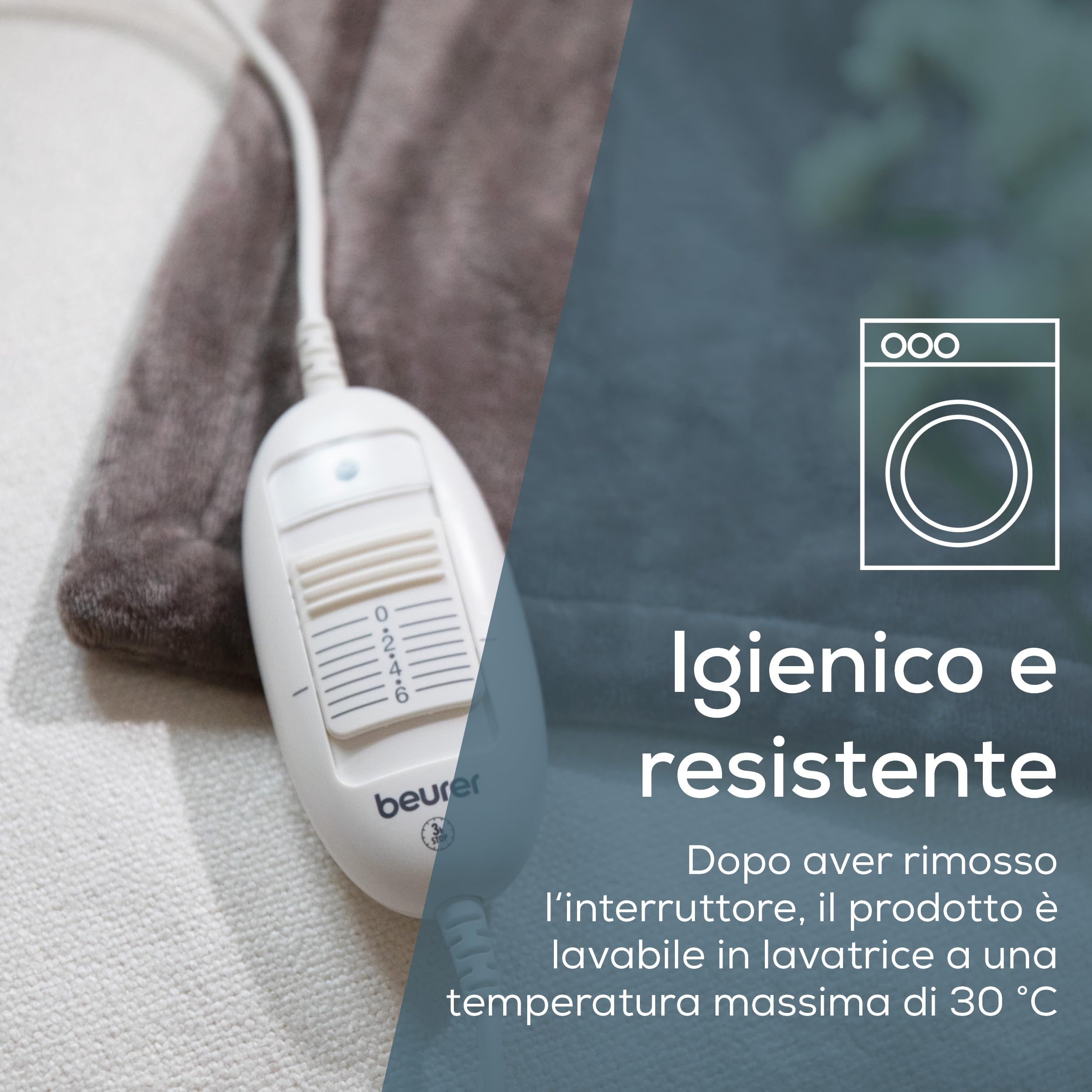 Beurer HD 75 Cosy Coperta Elettrica con Dispositivo di Termoregolazione Elettronico, 6 livelli di temperatura e spegnimento automatico dopo 3h, colore Taupe