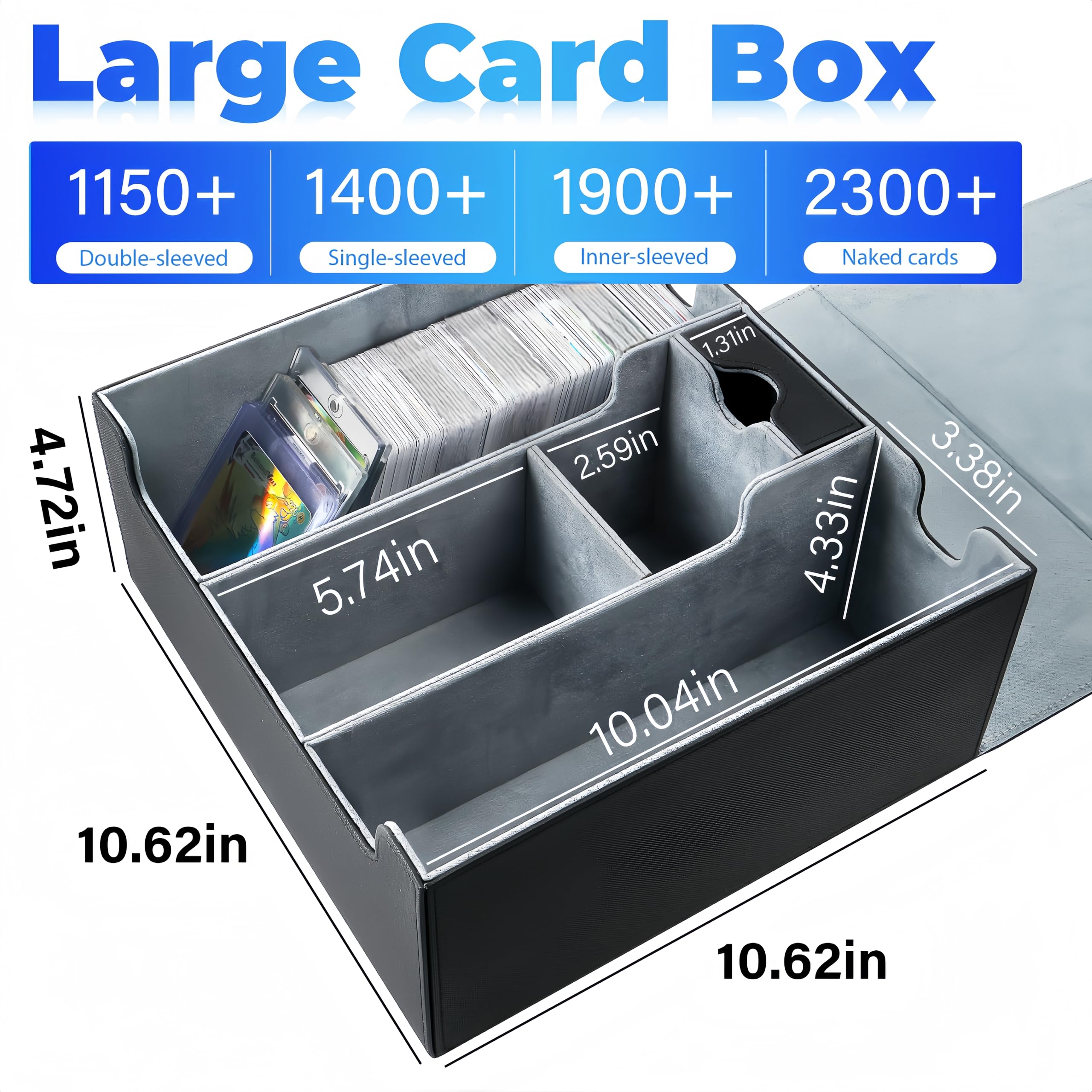 Co-opting Trading Card Storage Box,2300+ Commander Deck Box,Holds 7 Commander Deck Box,Bulk Card Storage, Trading Cards Organizer Fits For Toploaders, YuGiOh and Sport Cards,Magic Game Cards