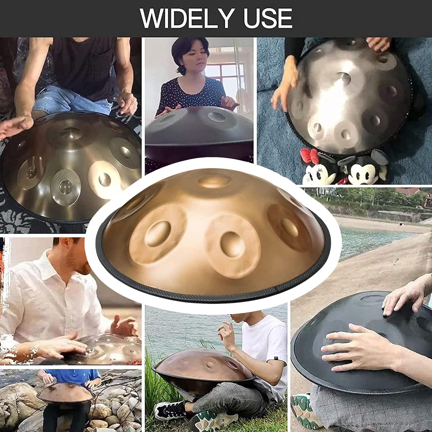 22 Zoll Handpan-Trommel, 9 Noten Stahl-Handtrommel, 440 Hz Handpan In D-Moll, Langlebige Schlägel, Erzeugt Angenehme Resonanz Für Meditation