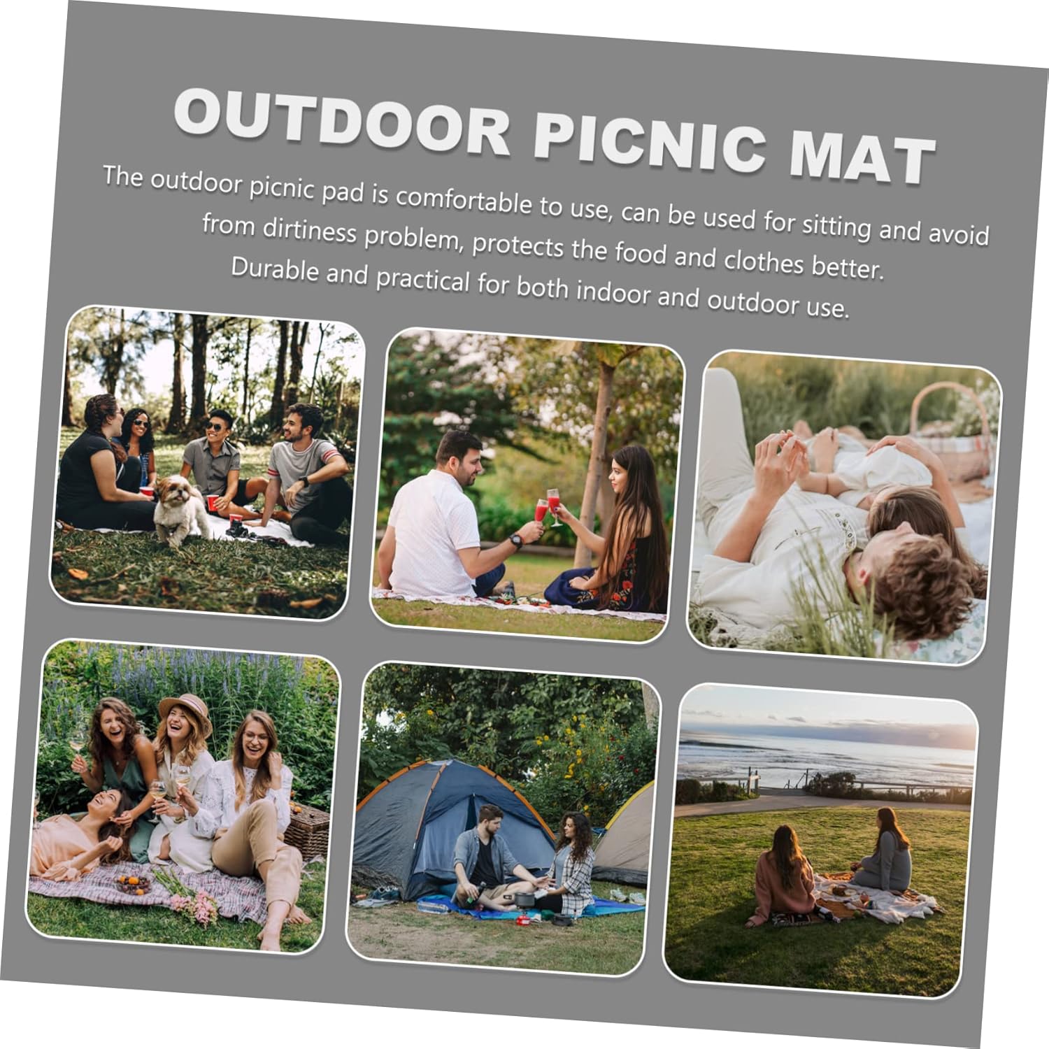 SUPVOX Portable Outdoor Picnic Mat Lightweight Camping Blanket with Carry Bag for Beaches Parks Family Trips and Hiking Dual Sided Foil