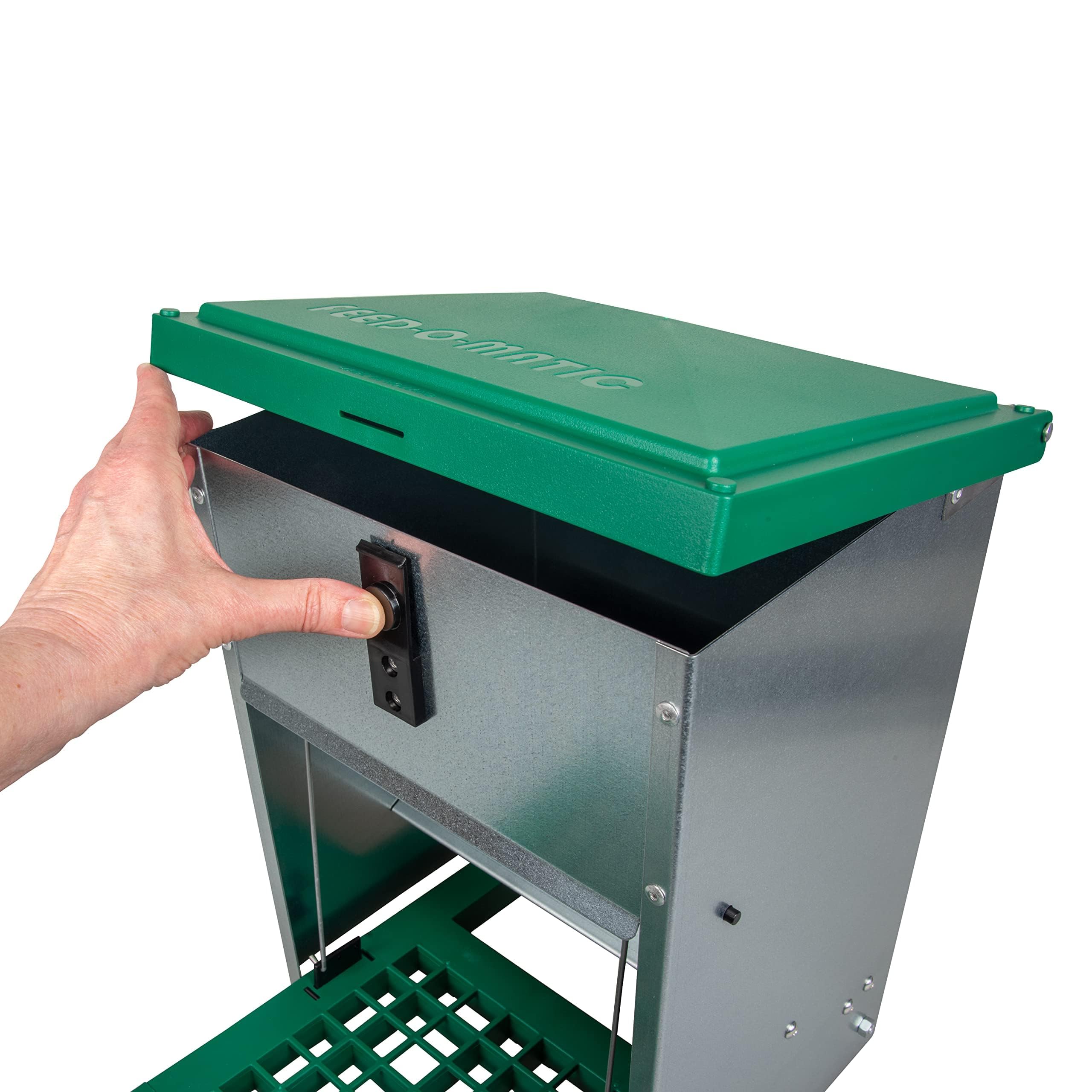 horizont Futterautomat Hühner Feedomatic mit Trittplatte, 5kg, verzinkt, Futterautomat für Hühner, ideales Hühnerzubehör, rattensicher, Futterspender