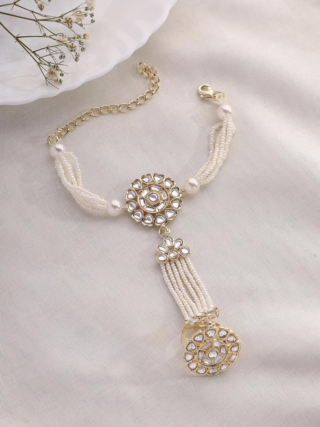 Pearl and Kundan Combo Hathphool