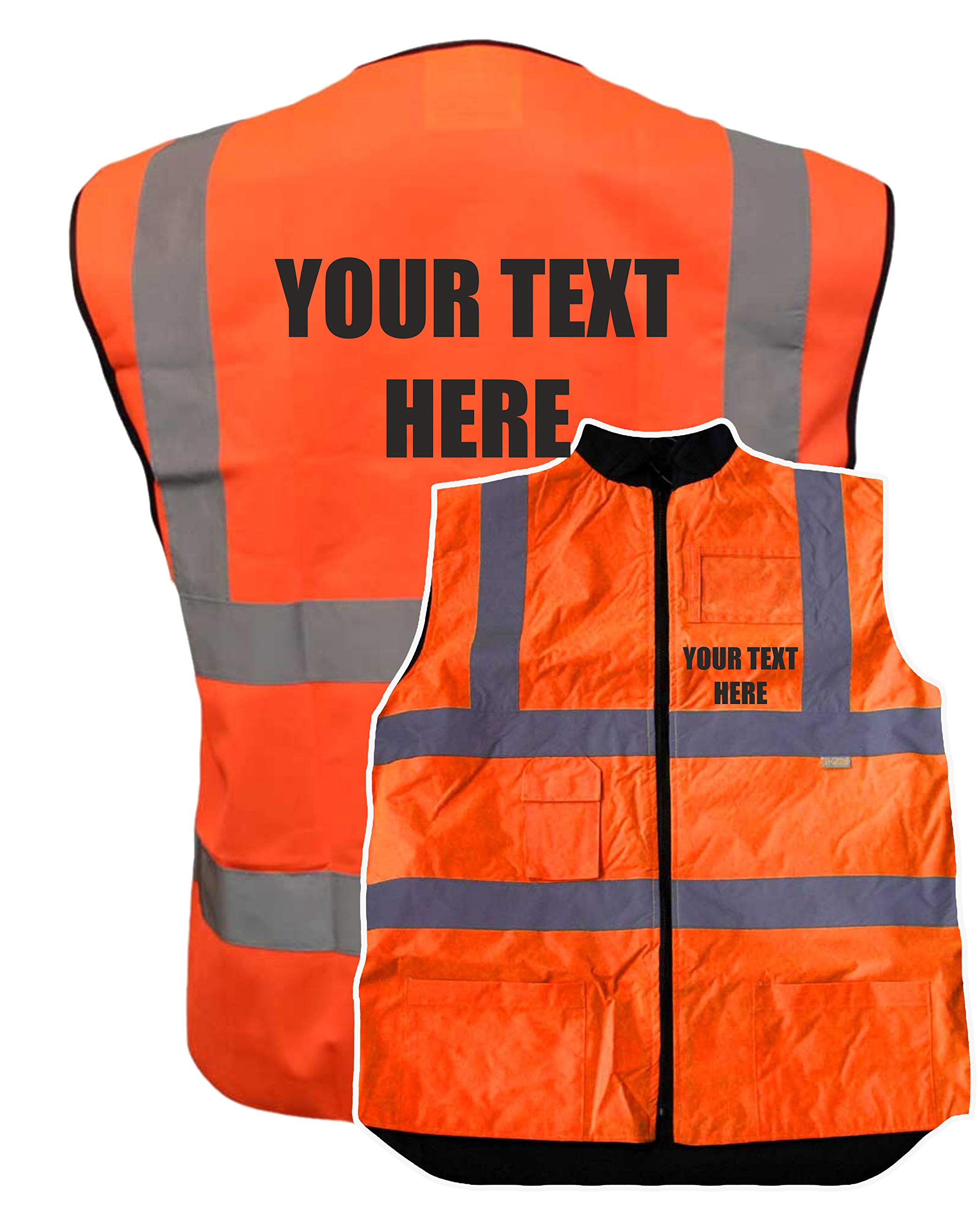 Personalised Custom Printed Orange Hi Vis Bodywarmer, Fleeced Lined Reversible, Conforms to EN20471 Class 2 & GO/RT 3279, High Visibility, By Brook Hi Vis,