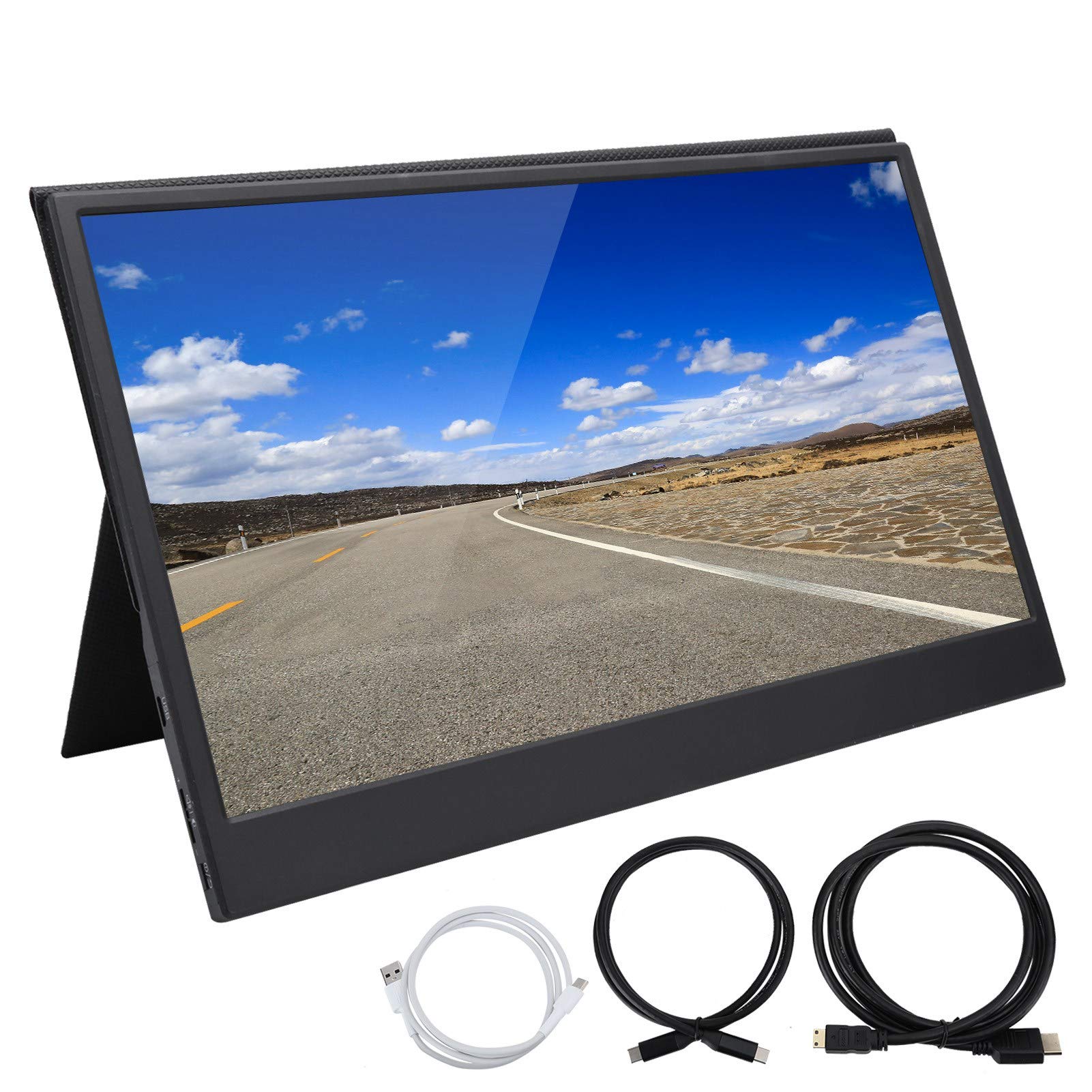 Sxhlseller Przenośny monitor – 13,3 cala ekran wyświetlacza ultra cienki 1080p HD z magnetycznym wspornikiem etui ochronne na laptopa, PC, telefon, konsolę
