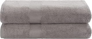 Home Collection Plush Grey 100% Cotton 27 x 54-inch Bath Towel Set of 2