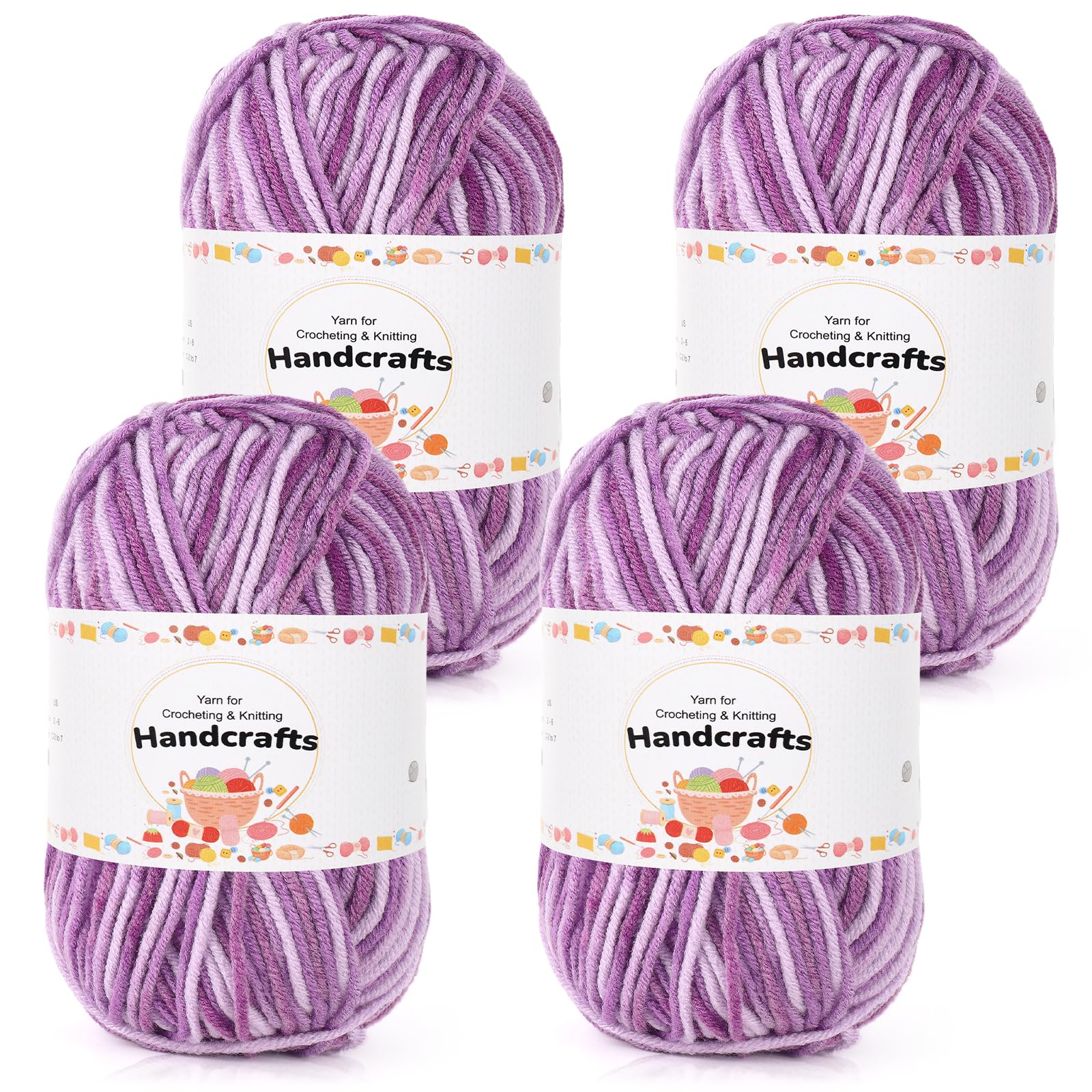 Aeelike 200g(4x50g) Farbverlaufsgarn Wolle Farbverlauf Zum Stricken Weich