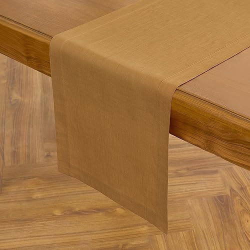 Vista 37 de Solino Home Camino de mesa de lino – 14 x 90 pulgadas, lino europeo, beige – Fete, hecho a mano con tela de lino 100% puro