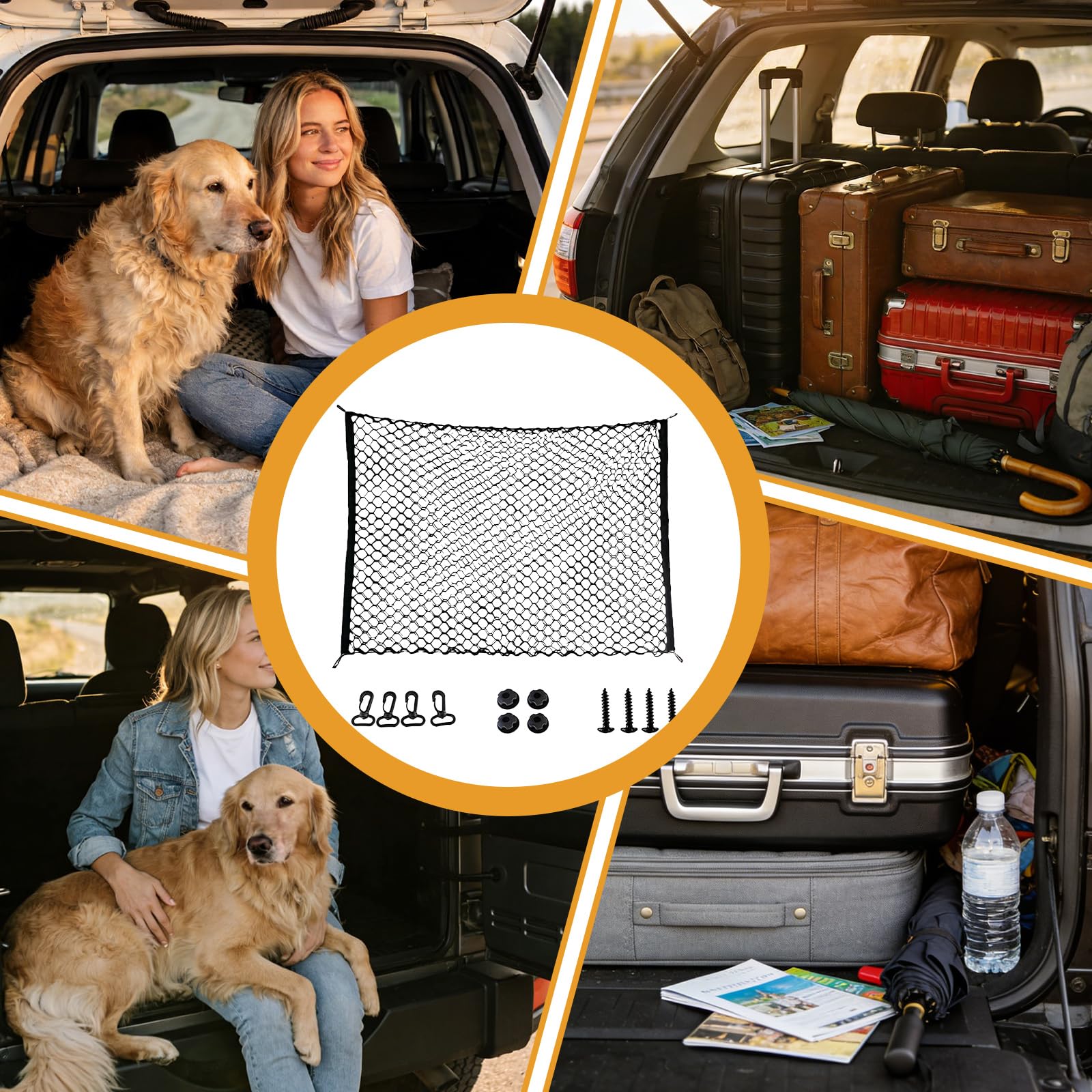 BAIFULAI 120 x 90 cm, griglia per cani a doppio strato, rete di separazione per il sedile posteriore, per camion, SUV e berline