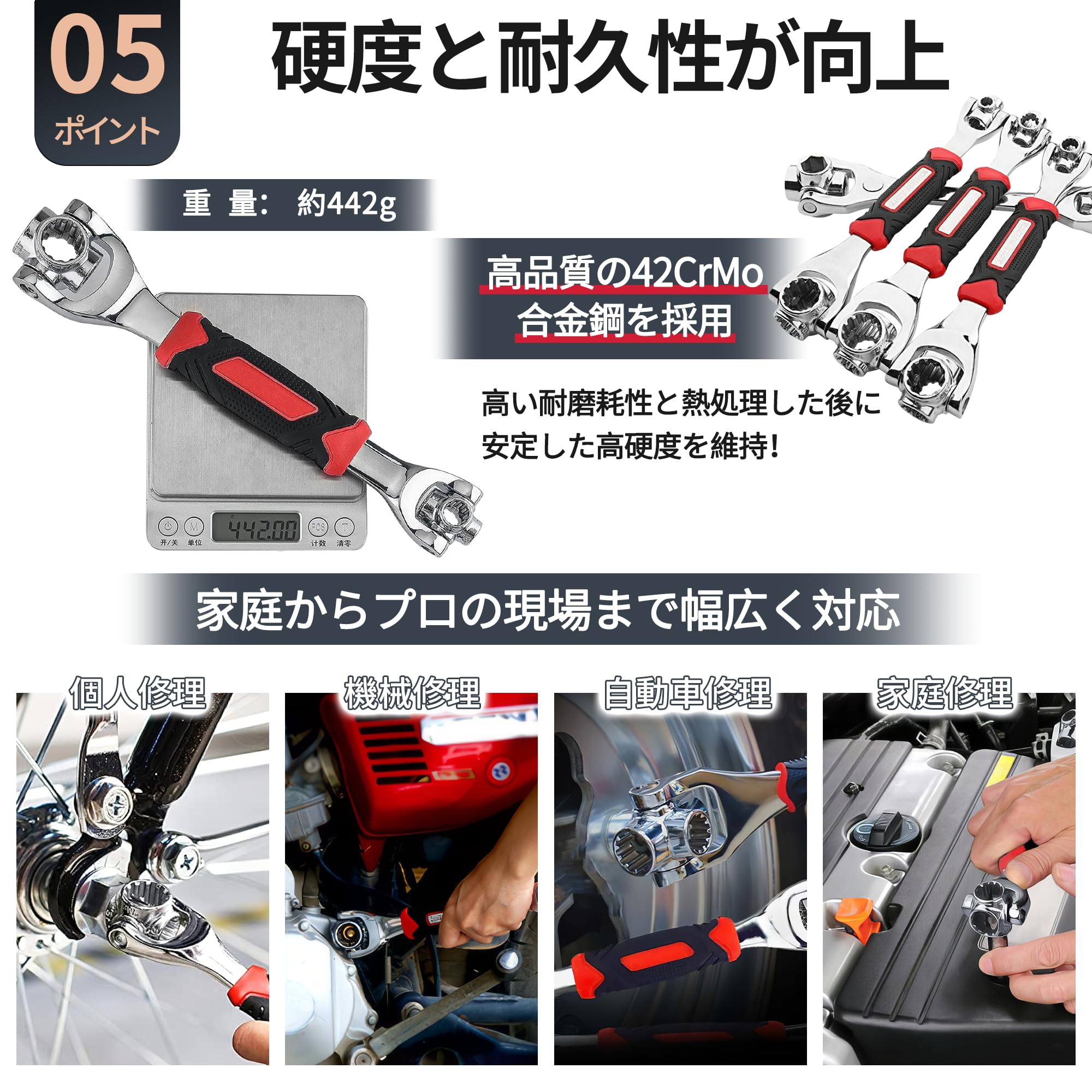 Amazon.co.jp: ソケットレンチ 万能ソケット 48in1 万能レンチ