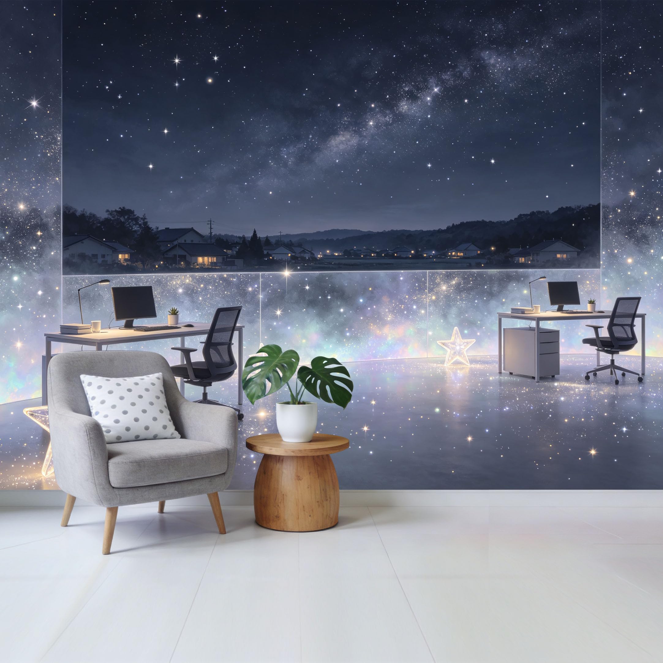Qzlithotic Yq2605250758 Custom Size Wall Mural Night Sky Galaxy Starry Landscape Modern Contemporary Minimalist Selfadhesive Wall Fabric Removable Wallpaper For Home Office Decor