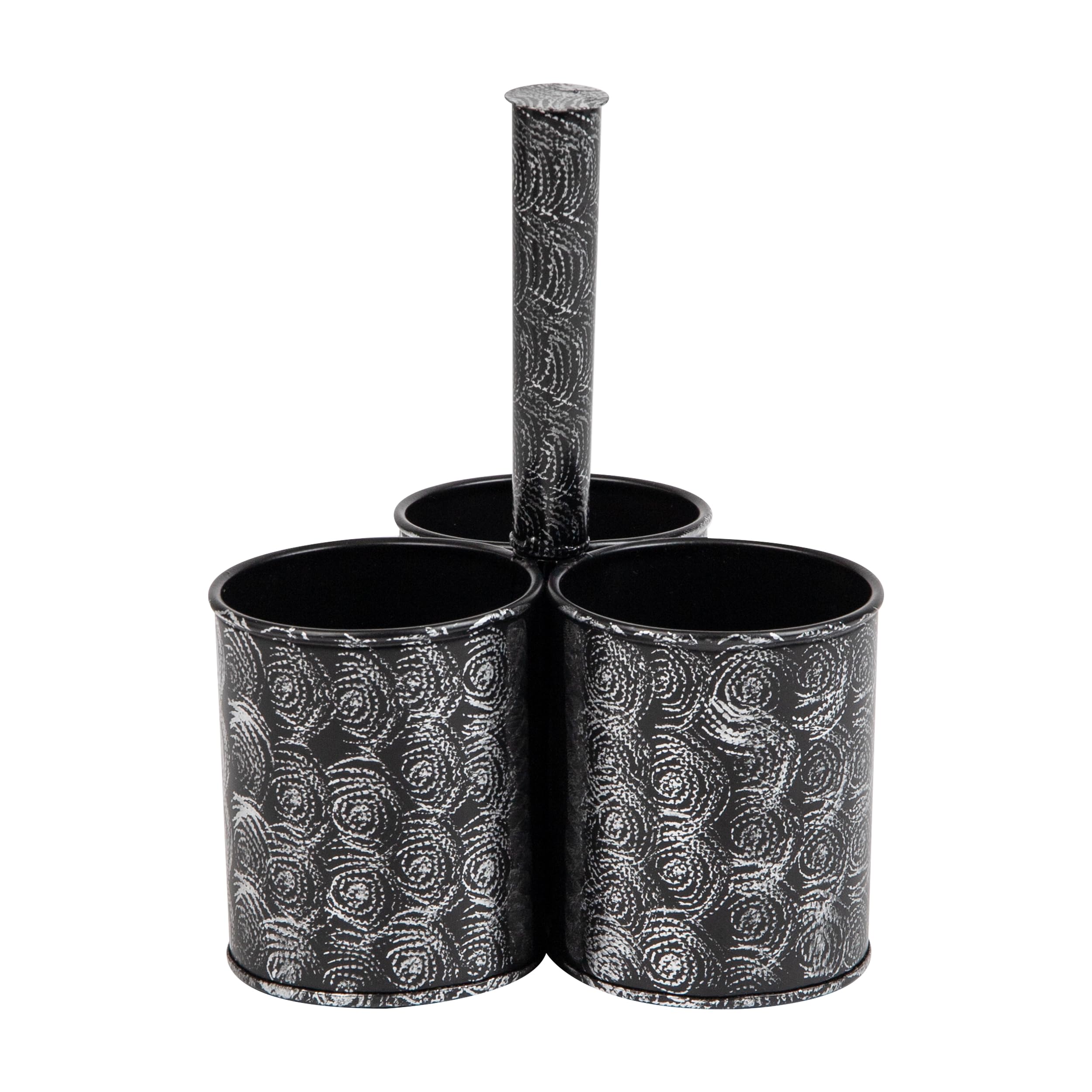 Mind Reader Utensil Holder, Silverware Organizer, Caddy, Cutlery Holder, Galvanized Metal, 7" L x 7" W x 9.5" H, Silver