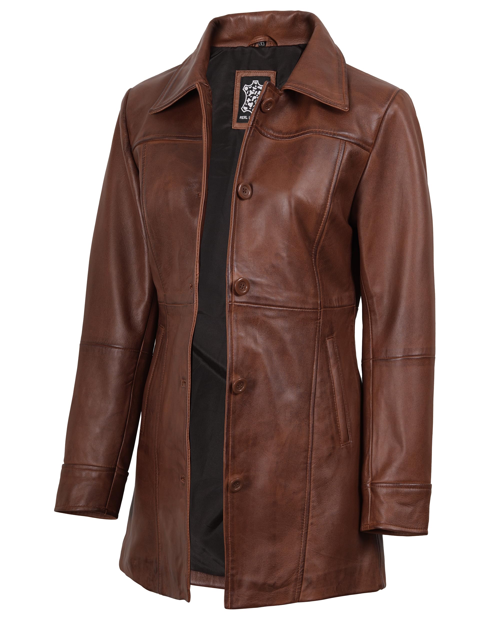 Leather Coats for Women - Carcoat Style Winter Fashion Womens Long Leather Jackets