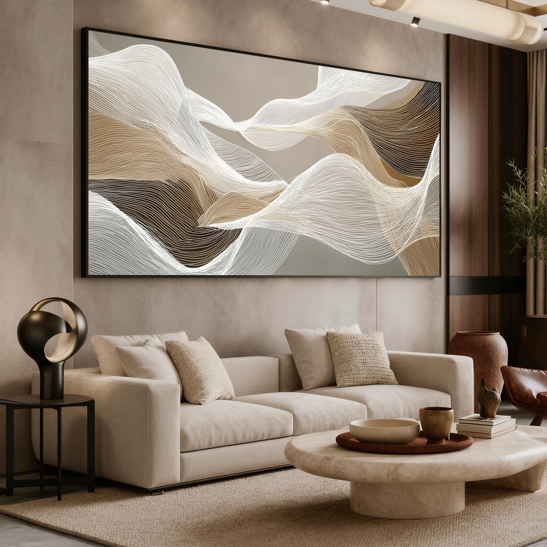 AOZEMI Light White Wall Art Abstract Wall Painting for Office