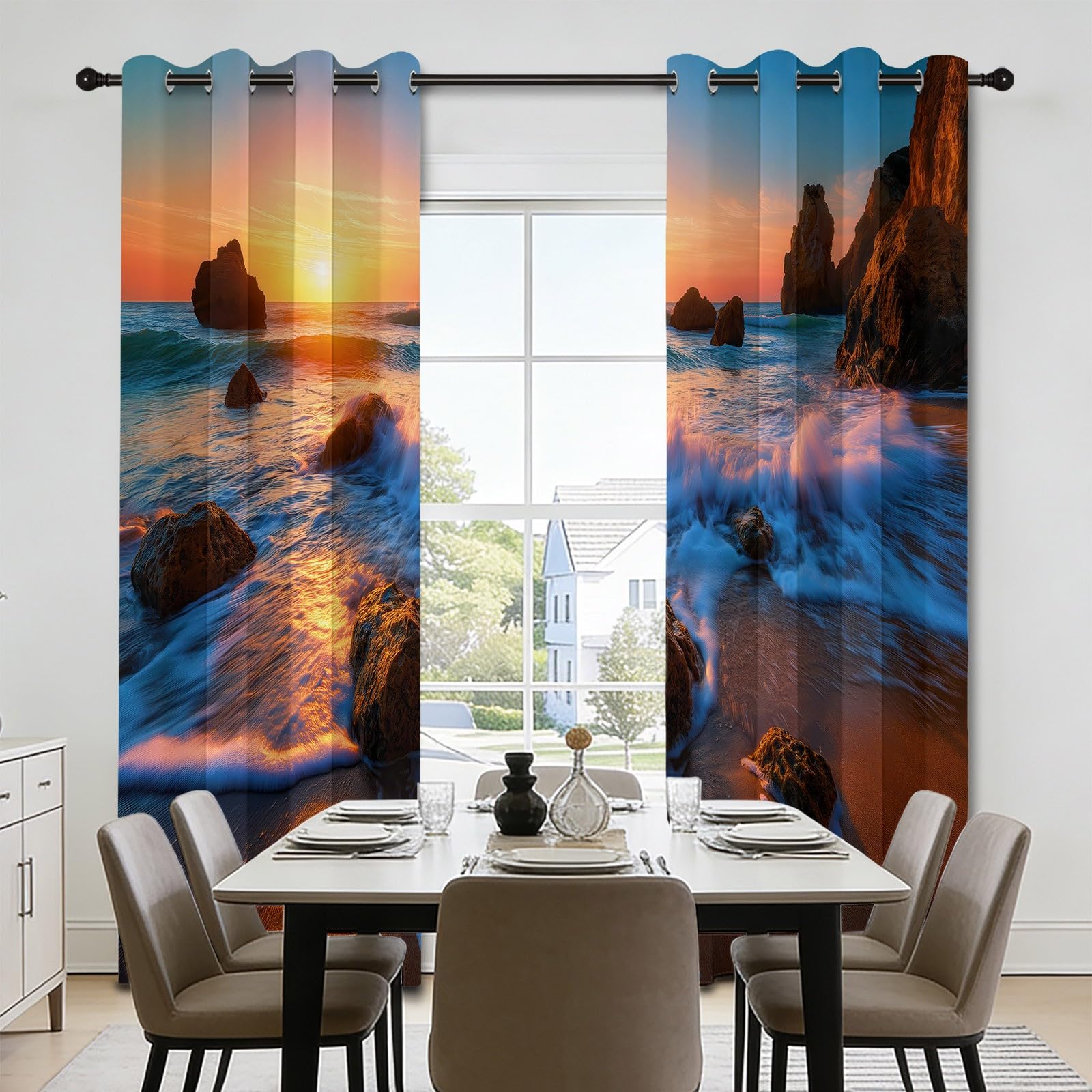 Fotograficzne zasłony morskie do salonu sypialni, 140 cm szer. x 200 cm wys