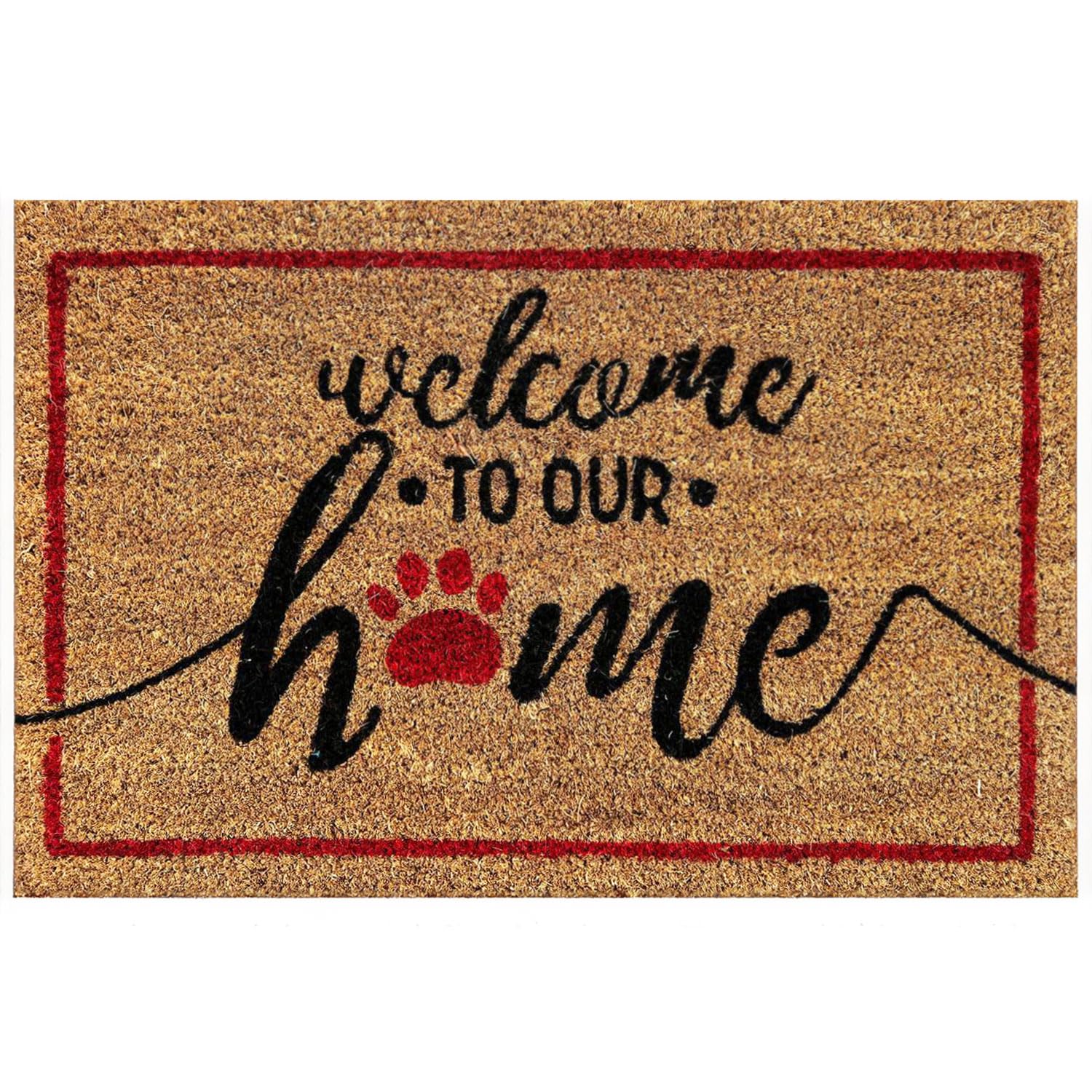 Anteprima Home - Felpudo entrada casa perro y gato - Fibra de coco - 60 x 40 cm - Superficie antideslizante - Grosor 1,5 cm - Para pasillos, puertas exteriores - Accesorios para la casa (Welcome)
