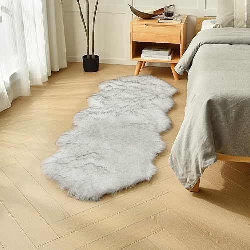 Vista 40 de duduta Tapete redondo de piel de oveja sintética color púrpura de 4 x 4 pies, peludo y mullido, lavable a máquina