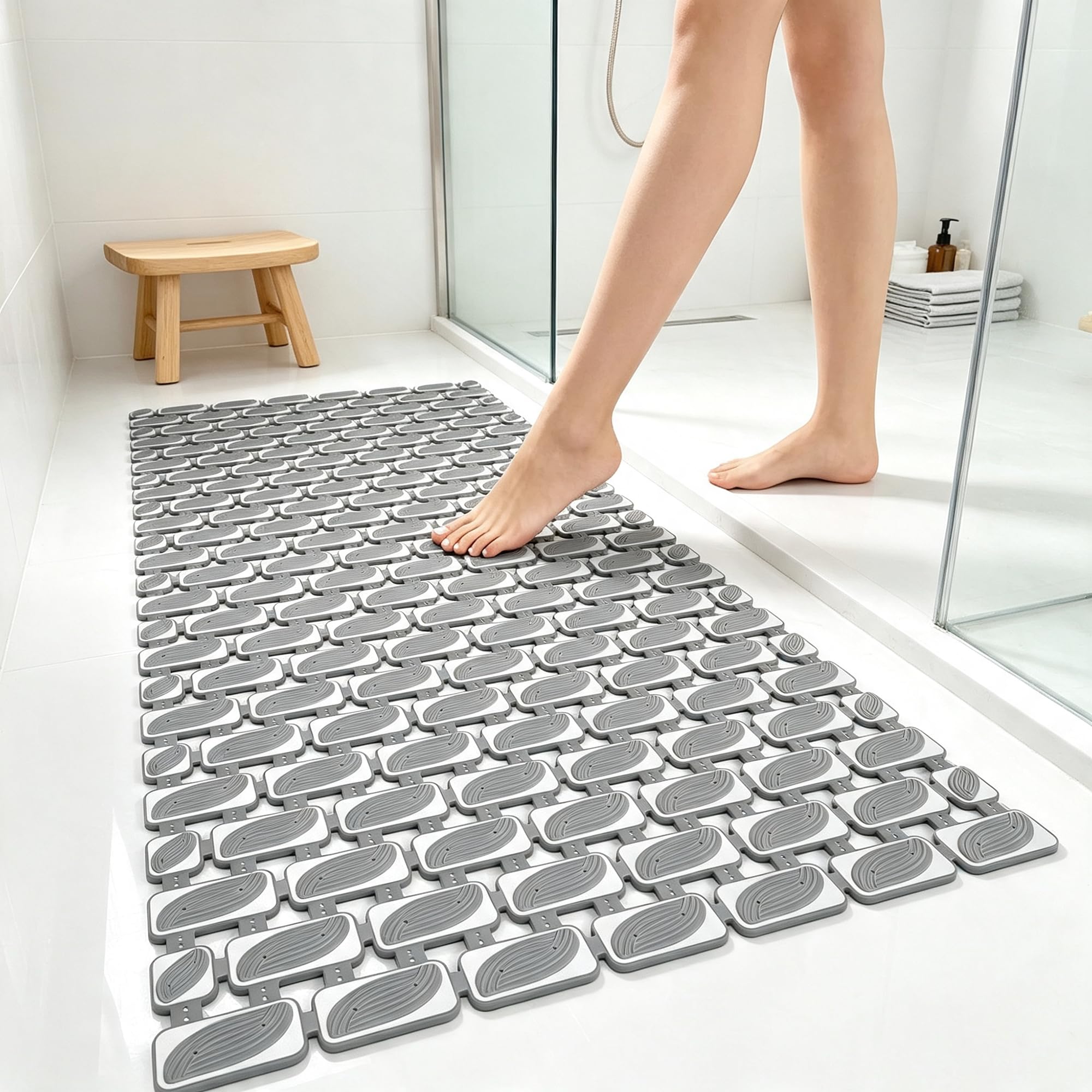 Bingobang Large Shower Mat Non Slip Anti Mould for Elderly 90 x 40cm