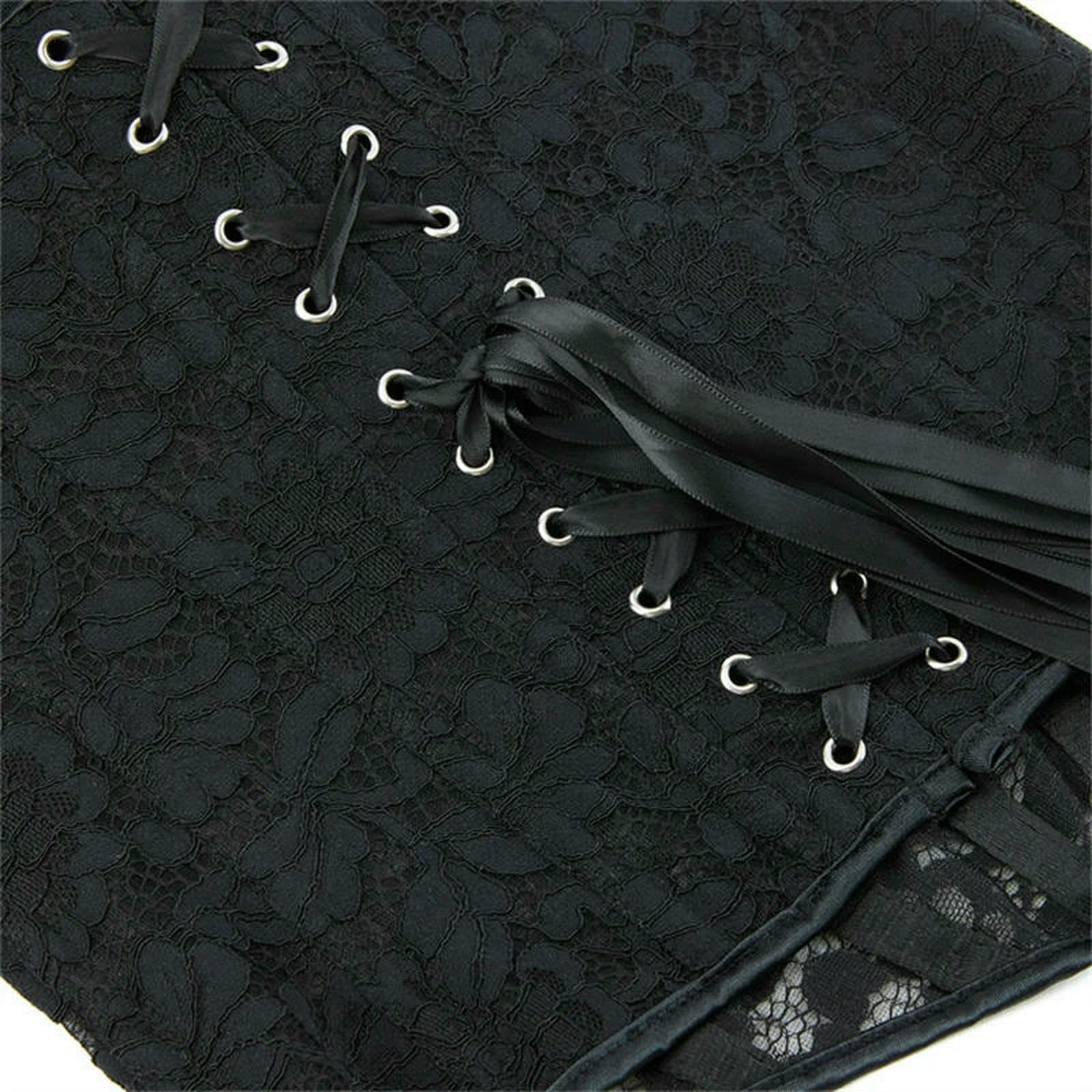 Ceinture amincissante Femme Corsetto Floreale in Pizzo da Donna Top Sexy Rete Nera Trasparente Reggiseno con Cerniera Laterale Bustier Gilet Gotico Cinturino-Blu Profondo-1xl