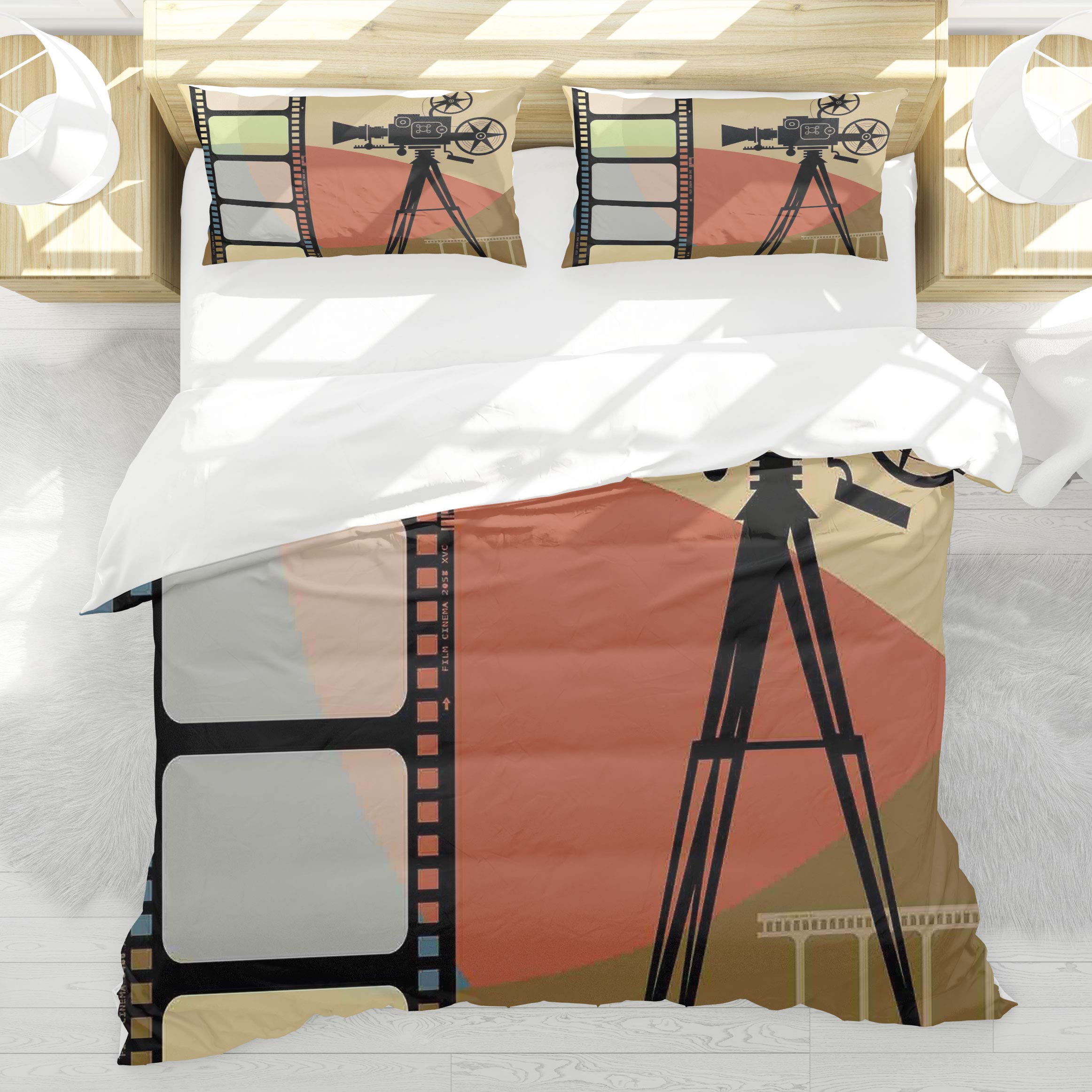 Housse de couette rétro cinéma 140x200 pour une ambiance grand écran à la maison