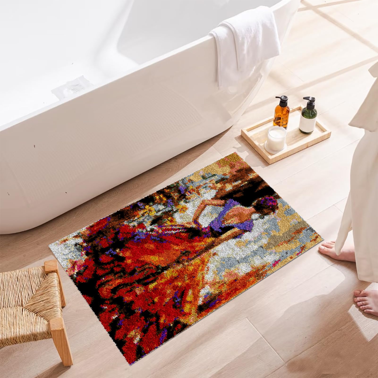 QUIYAEZY 90 x 120 cm, dywan do samodzielnego tworzenia zestawów wiązanych, wstępnie zadrukowany wzór, dywan na płótnie, haft, rękodzieło, dla dorosłych, rękodzieło, zestaw do samodzielnego wiązania