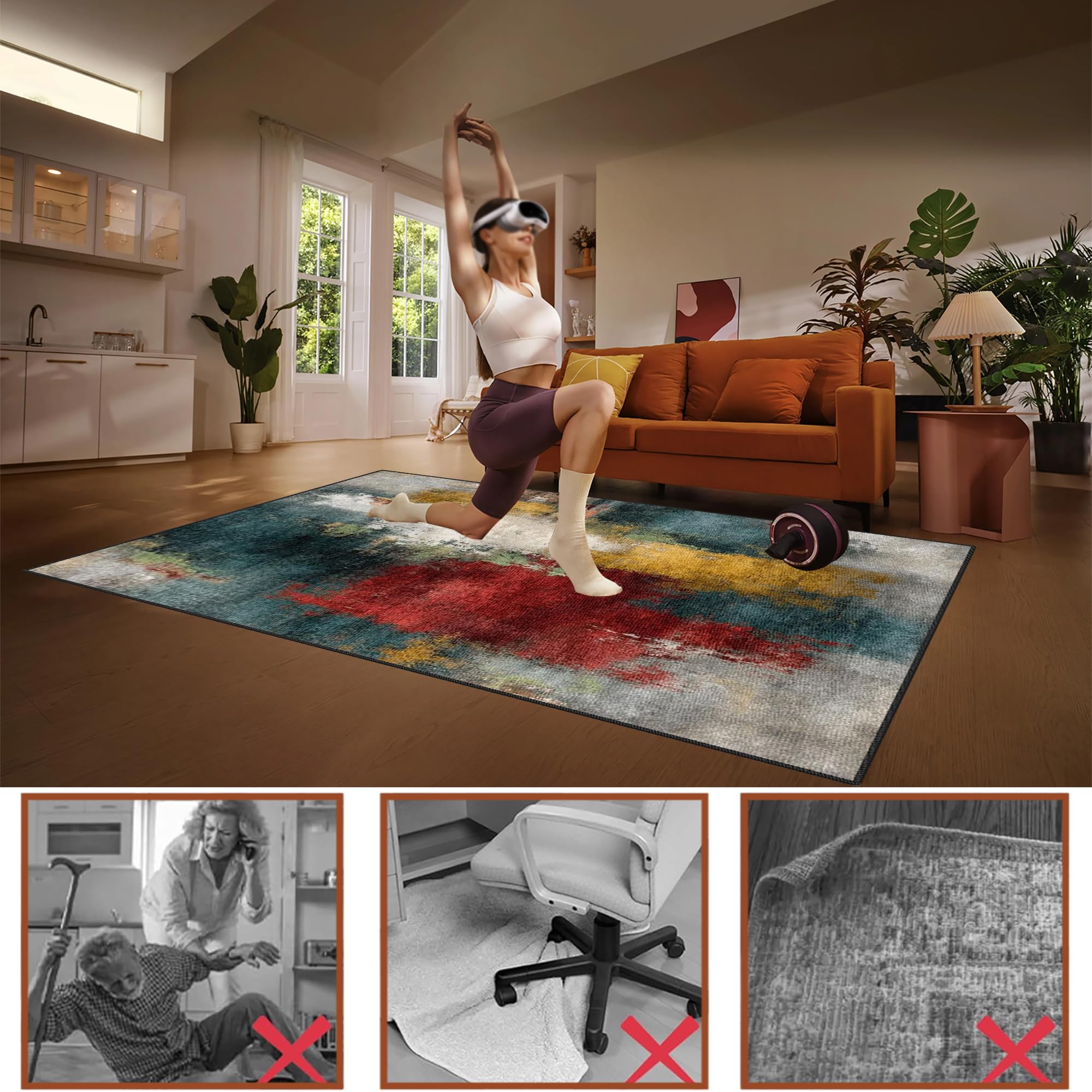 Tapis Protège-Sol pour Chaise, Tapis Chaise de Bureau Gaming Tapis de Sol Bureau Tissu, Antidérapant Tapis Chaise de Bureau, Tapis de Protection pour Bois/Carrelage pour Bureau et Maison 140 x 180 cm