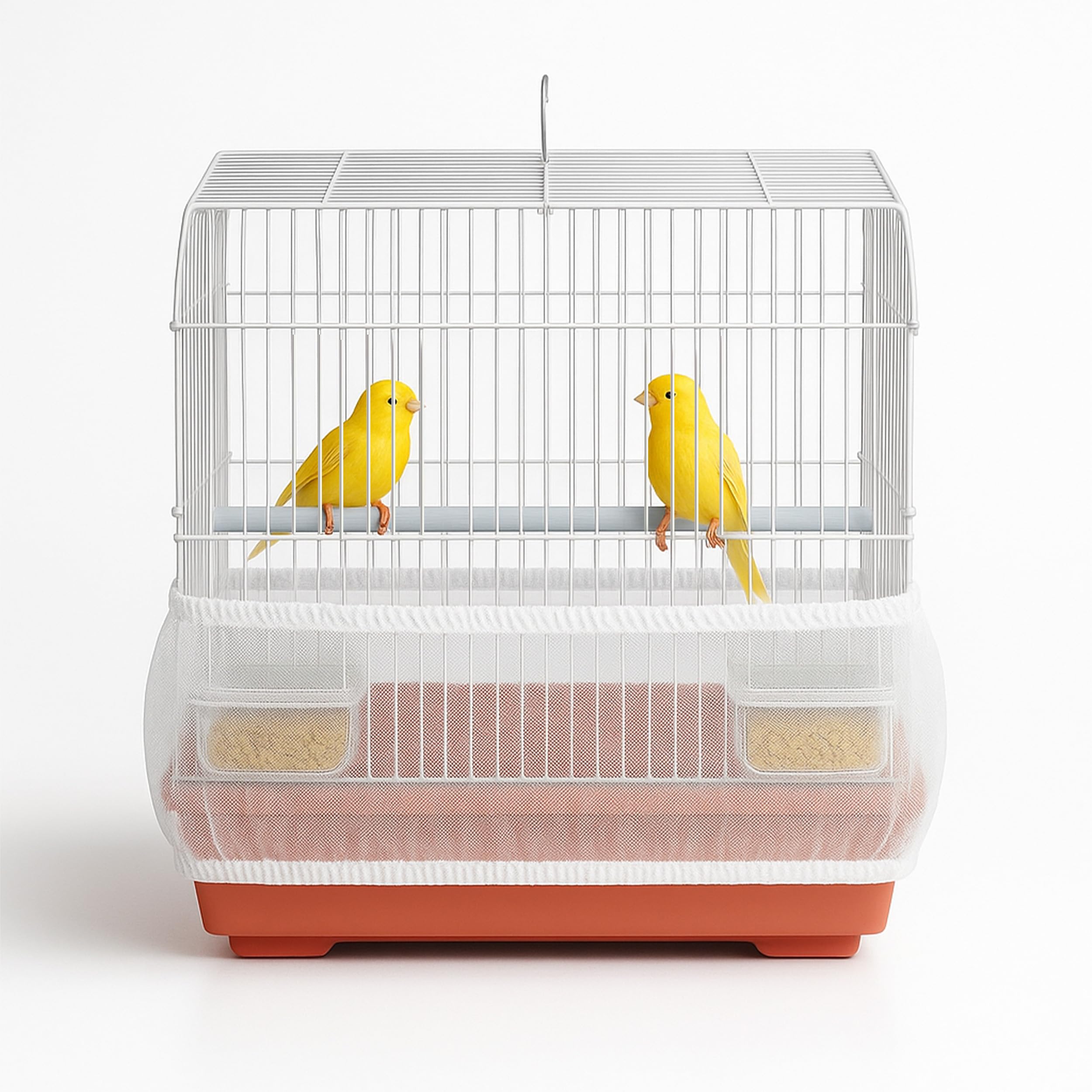 Universal Bird Cage Seed Catcher Universal Mesh Skirt Cover Stretchy Small Animal Cages Cover Pet Removable Durable Protector (White, Small)
