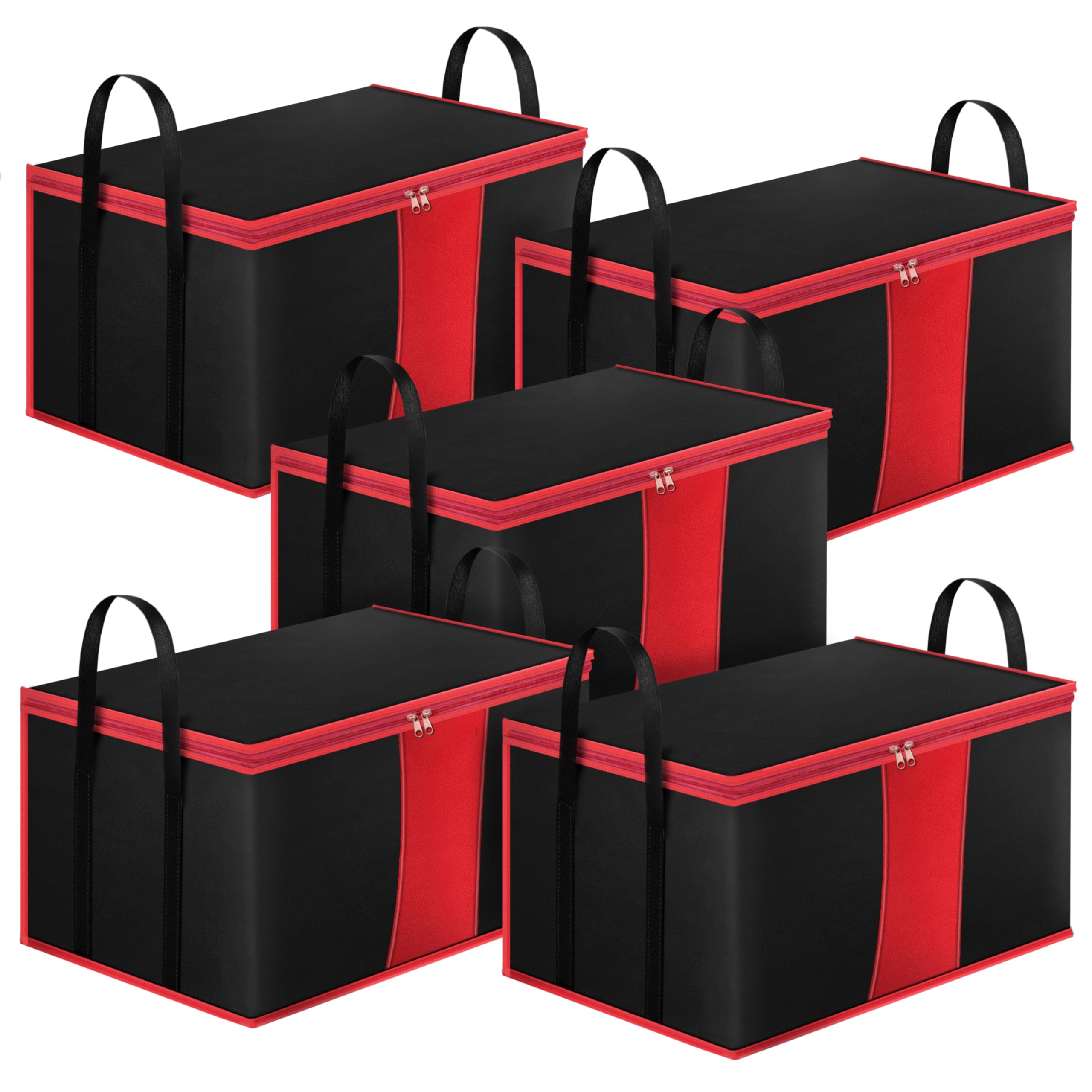 - Storite 5 Pack Multi-Purpose Moisture Proof Heavy Duty 1680 Denier Nylon 110 L Super-Size Large Toys/Stationery Paper/Blankets/Clothes Storage Bag -Black/Red (63.5 x 45.7 x 38 cm, Rectangular)