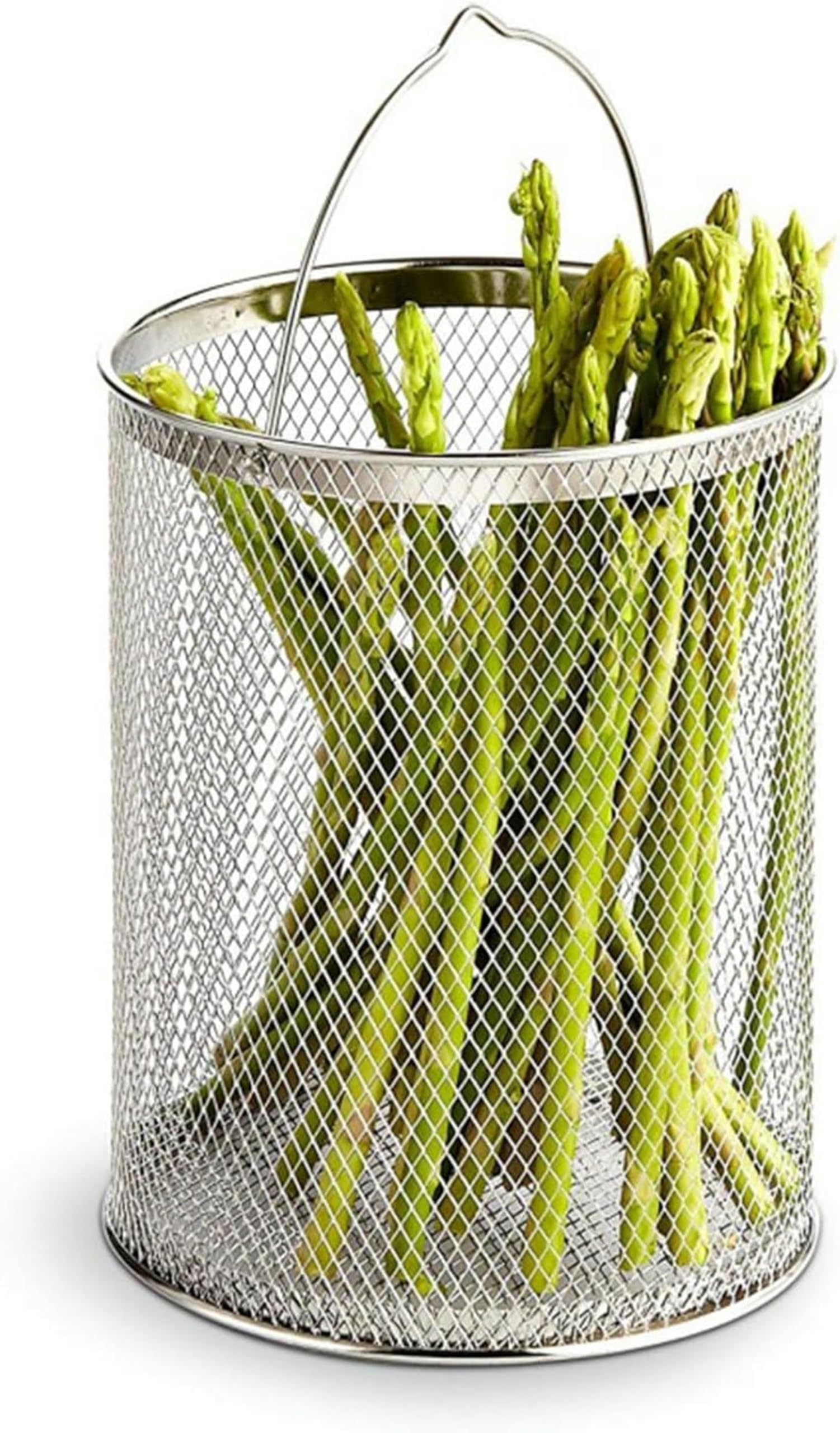 Pentola per Asparagi in Acciaio Inox, Cuoci-Pasta per Spaghetti, Vaporiera, Padella per Friggere con Olio E Cestello E Coperchio per La Cucina di Casa