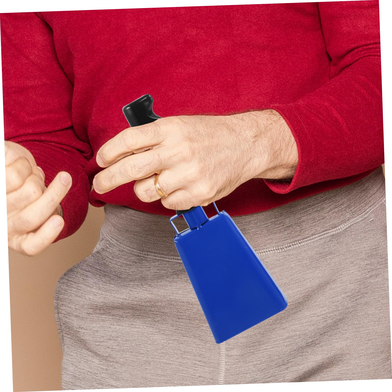 CIMAXIC Football Games Hand Bell Set for Cheering Cow Bell Noise Maker Handle Blue 2pcs