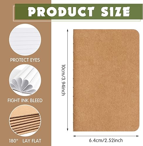 Miniatura 2 de Harloon Paquete de 200 cuadernos de bolsillo de tapa blanda de 2.5 x 4 pulgadas, bloc de notas pequeño, mini diario de papel kraft marrón, cuaderno