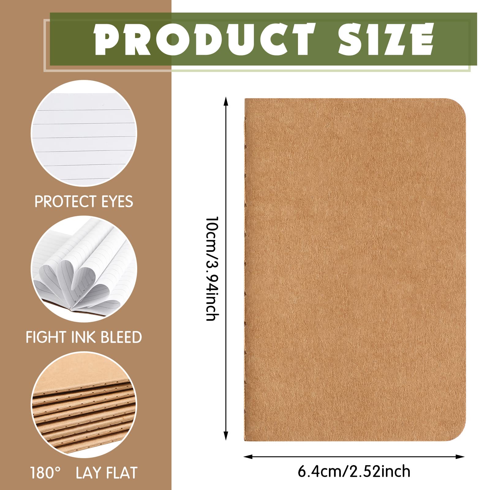 Harloon 200 Pack Pocket Notebook Softcover Mini Journals 2.5 x 4 Inches Small Notepad Mini Journal Kraft Brown Notebook Tiny Memo Notepad for Travel Diary Student Kid Office School, 24 Sheets/Pack