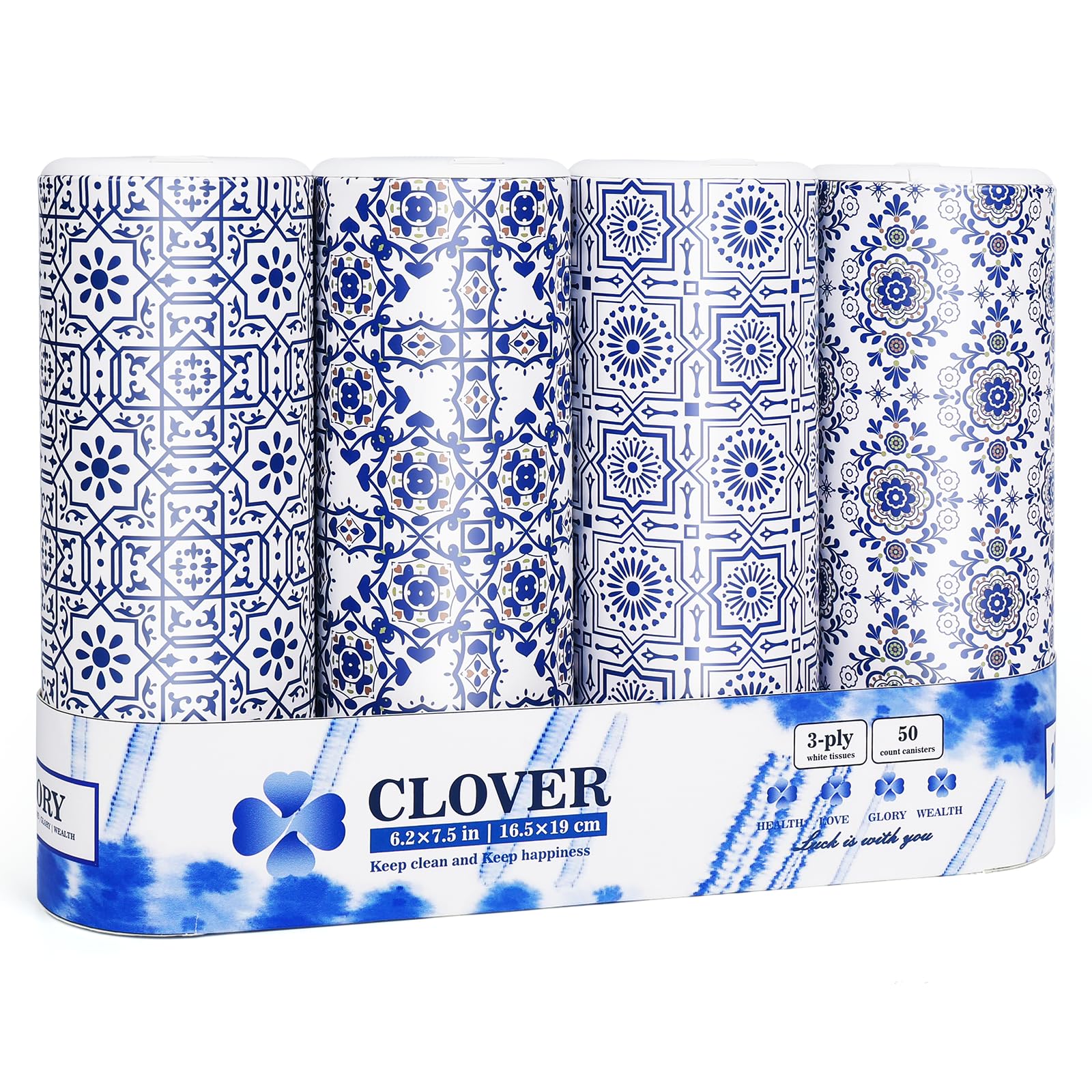 Car Tissue Holder Facial Tissues Bulk Travel Tissues 4 Tubes Tissues with Lotion Round Tissue Box for Car