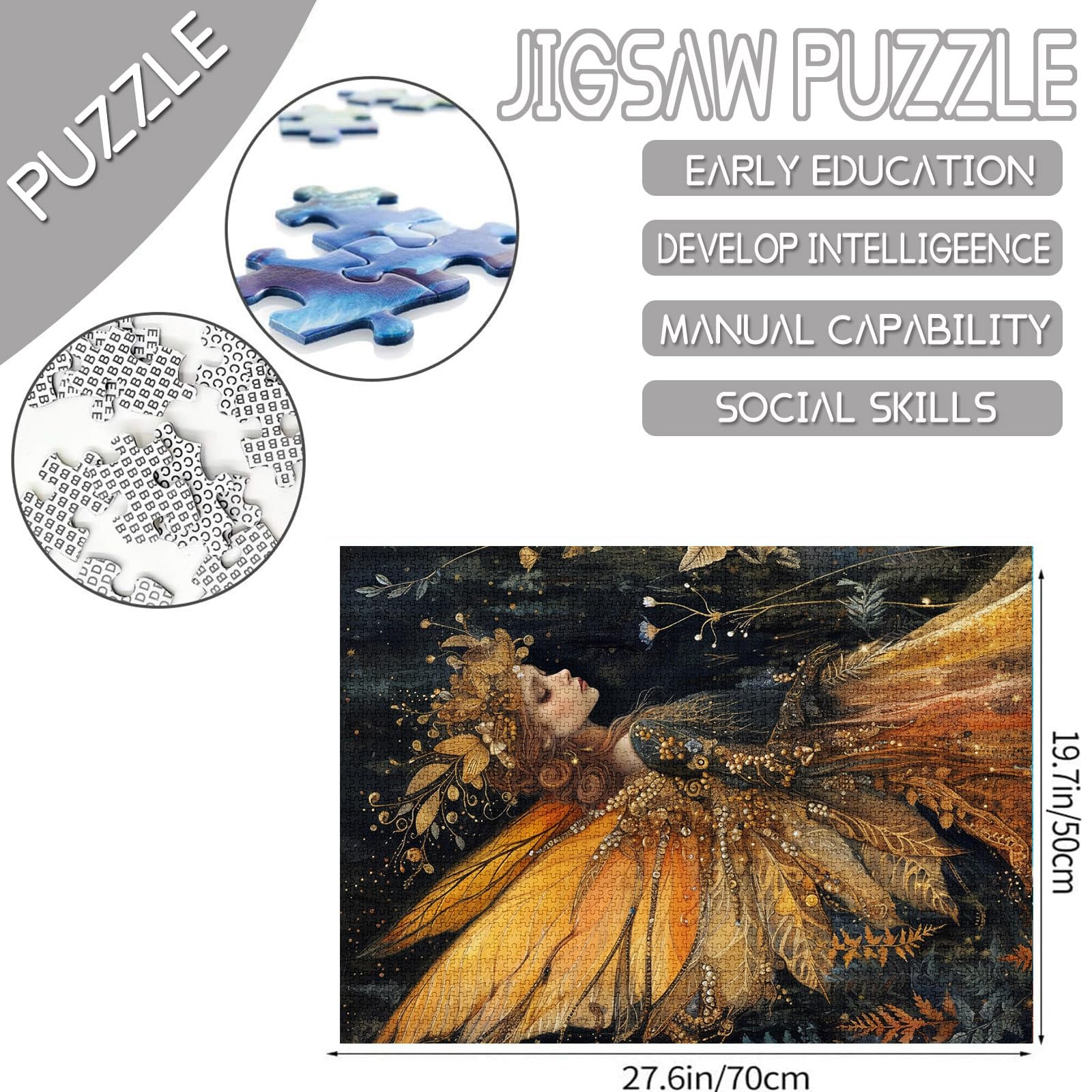 Tucocoo 1000 Piece Jigsaw Puzzles for Adults Autumn Leaves Princess Jigsaw Puzzle Retro Abstract Butterfly Girls 1000 Pieces Puzzles for Challenging Family Activity Game DIY Puzzle Wall Decor Gifts - Image 3