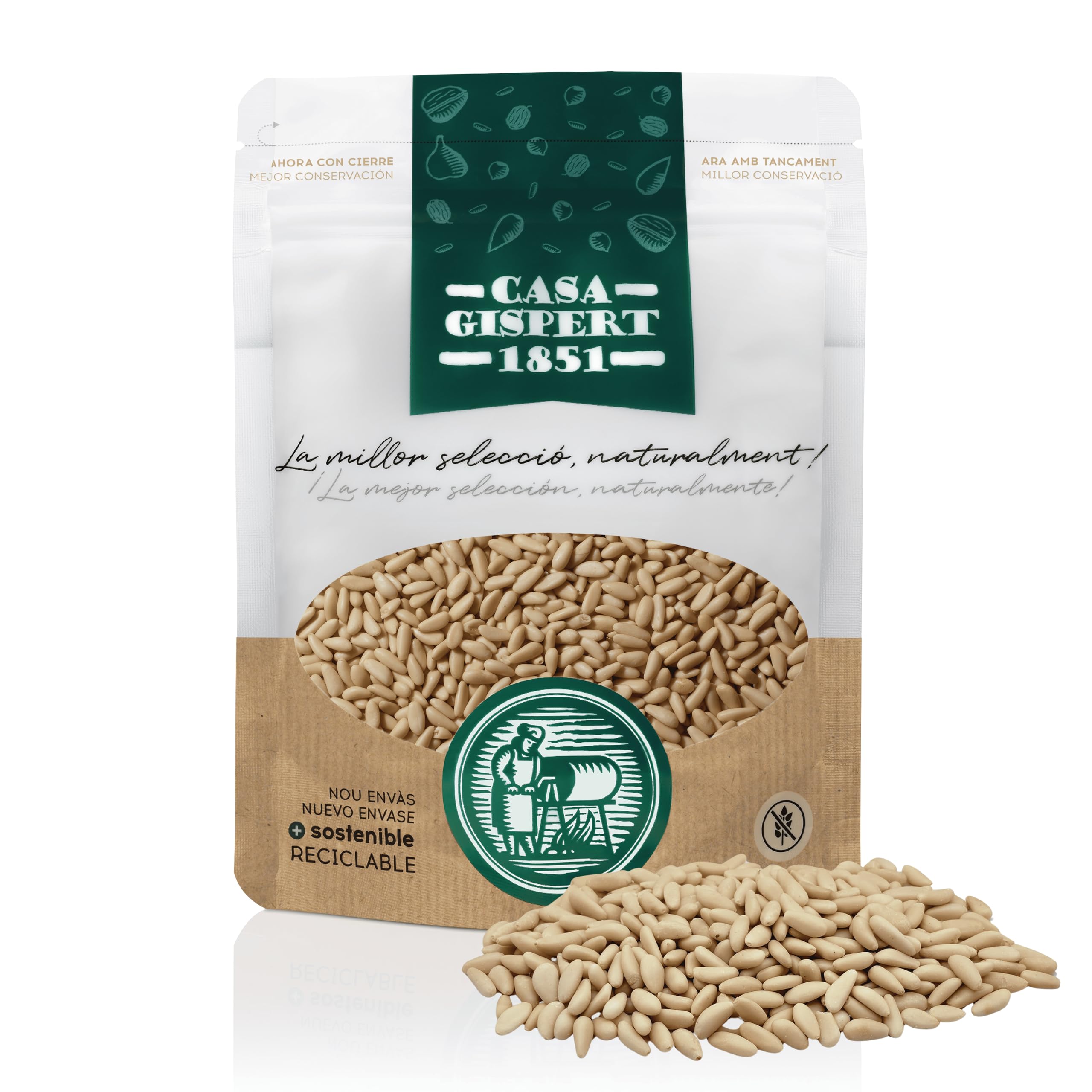 Casa Gispert - Piñones del País Naturales Sin Cáscara - Piñón Mondado - Sin Gluten, Vegano - 500 gr
