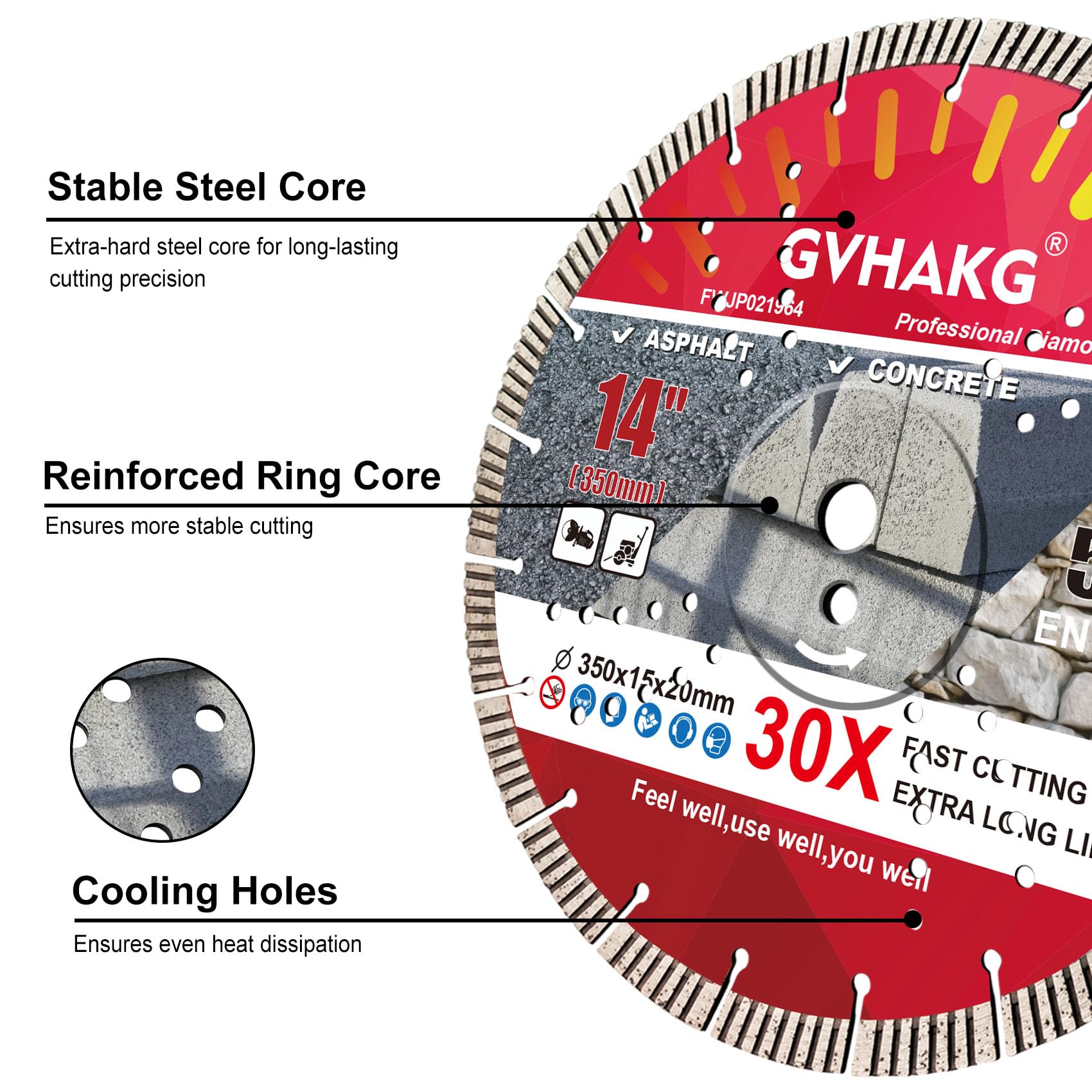 GVHAKG 350mm Diamond Concrete/Asphalt Cutting Disc - Image 4