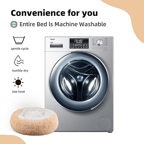 Miniatura 4 de Something Different Cama calmante para perros y gatos, cama redonda suave y antiansiedad, cálida y acogedora cama acolchada de felpa de piel