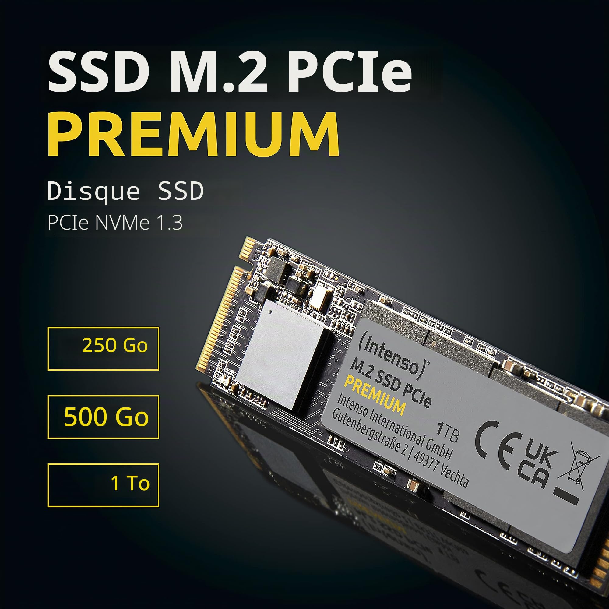 Intenso M.2 SSD PCIe Premium, jusqu'à 2100 Mbit/s, (PCI Express Gen.3x4 NVMe 1.3, Solid State Drive)