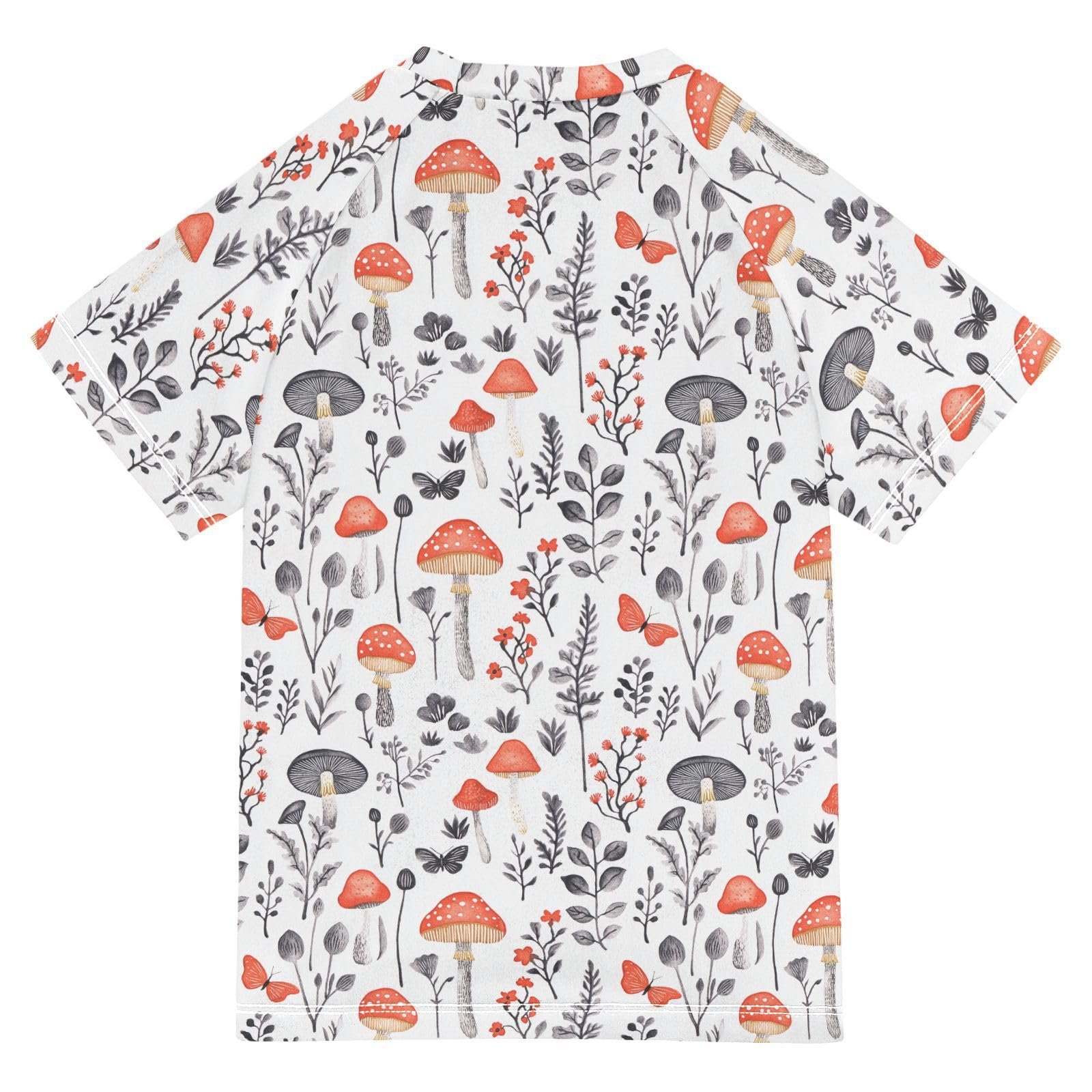 Bathing Suit Girls Short Sleeve Swimsuits for Kid Girls 7T Red Mushrooms Polyporus Umbellatus