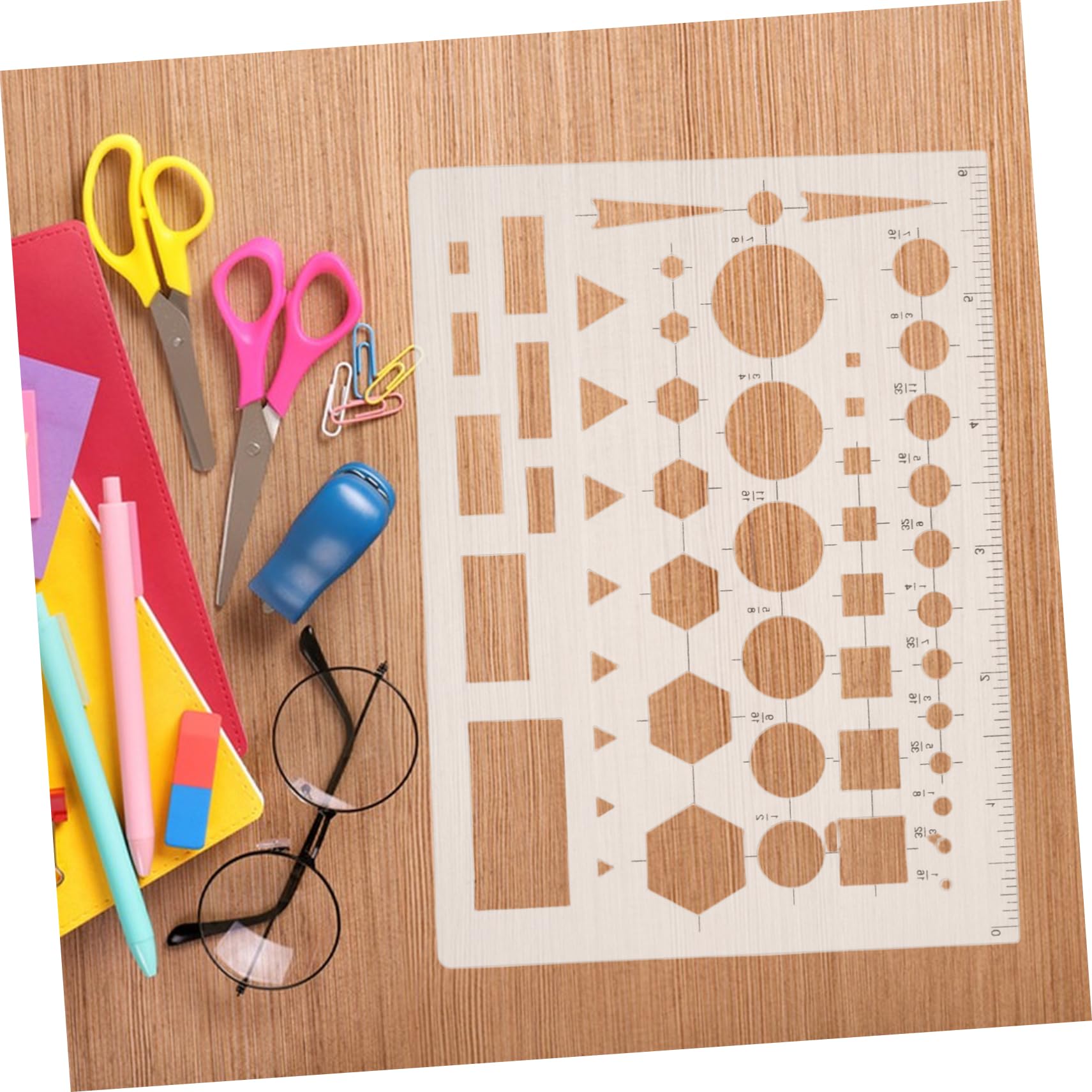SECFOU Plantillas de Dibujo Geométrico 6 Pcs Diseño Hueco, de Material Pp, Precisión y Fáciles de Limpiar, Ideales para Proyectos Artísticos y Estudiantes
