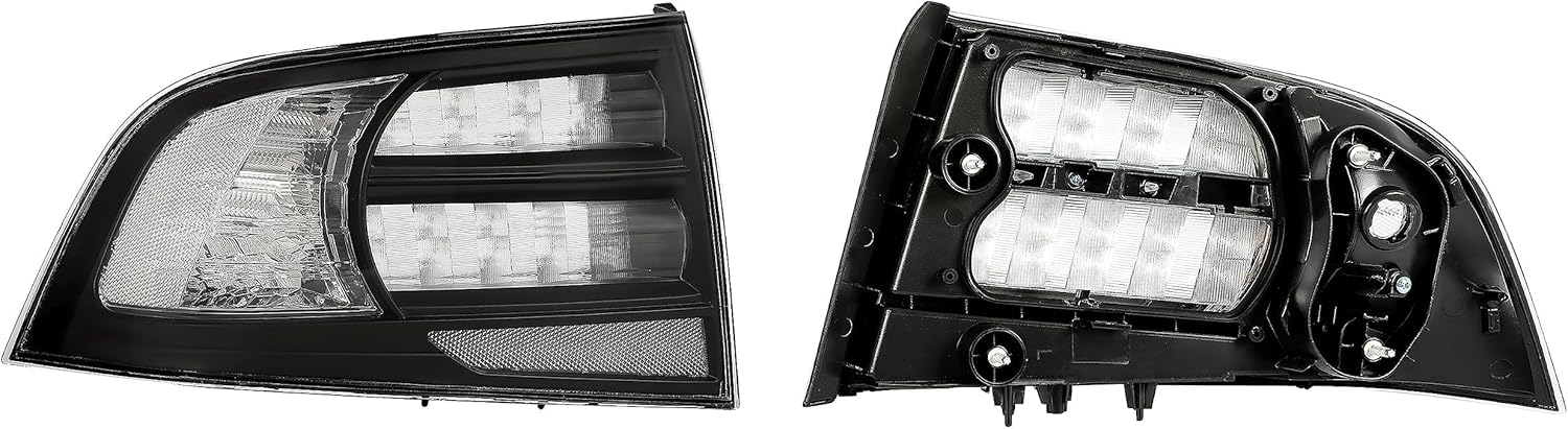 HECASA Pair Tail Lights Compatible with Honda Acura TL 2004-2008 Rear Tail Lamp Black Housing Clear Lens Halogen Left & Right Side